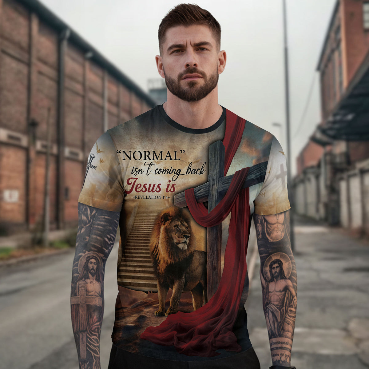 Revelation 1 4 Stairway To Heaven Lion Of Judah Christian Tee Shirts - Freedom Shirts for Men, RustField Co - Rust Field Wear