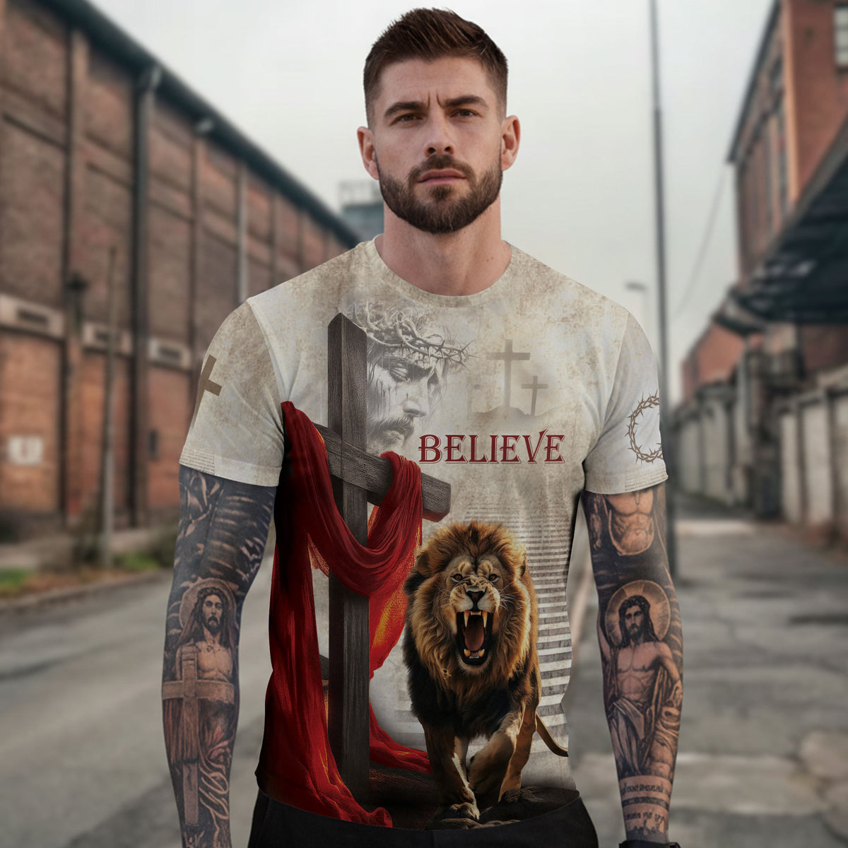 Christian Tee Shirts for Men - A Fiery Faith In The King Believe, RustField Co Freedom Shirts - Rust Field Wear