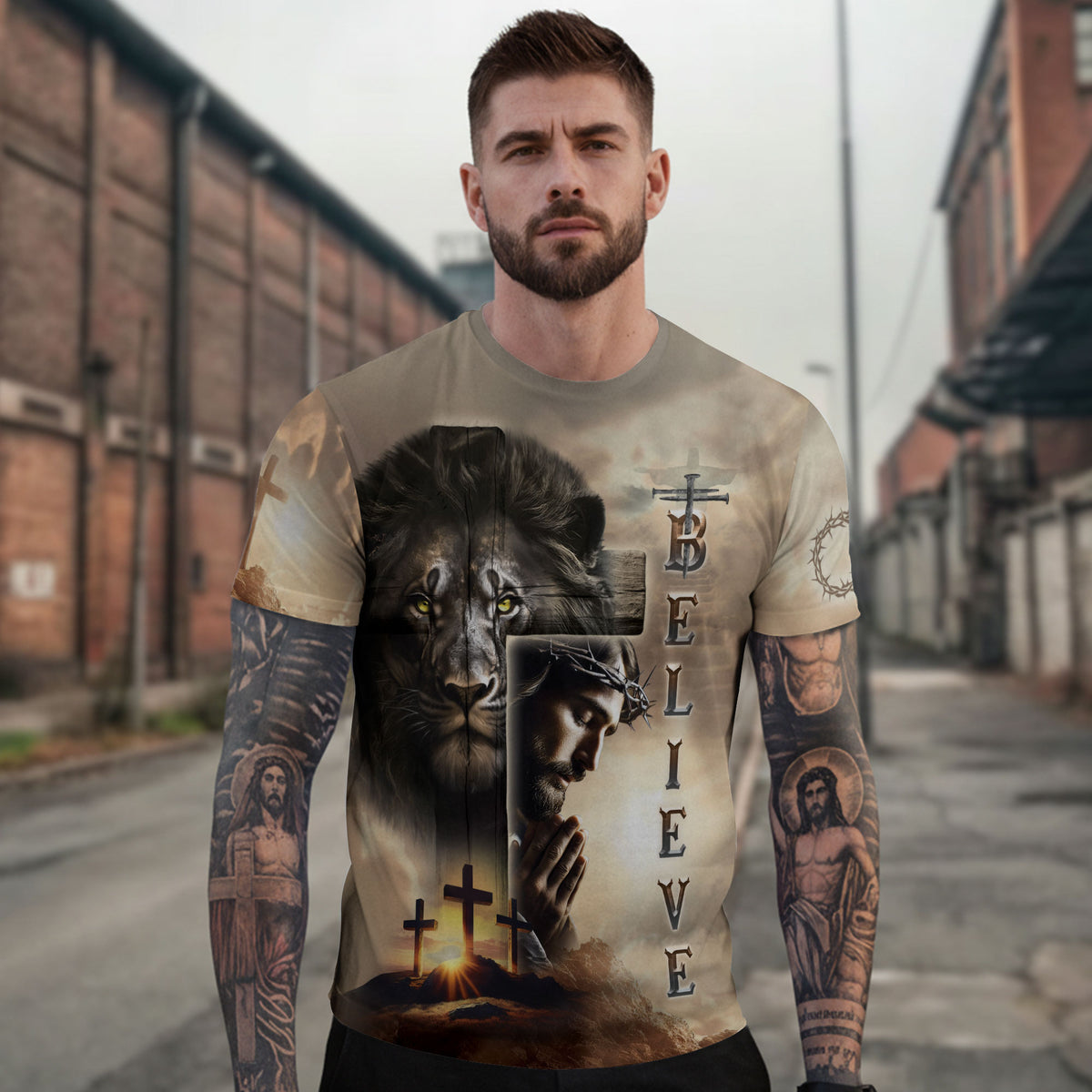 Freedom Shirts for Men, Believe In The Lion And The Savior - Christian Tee Shirts, RustField Co - Rust Field Wear