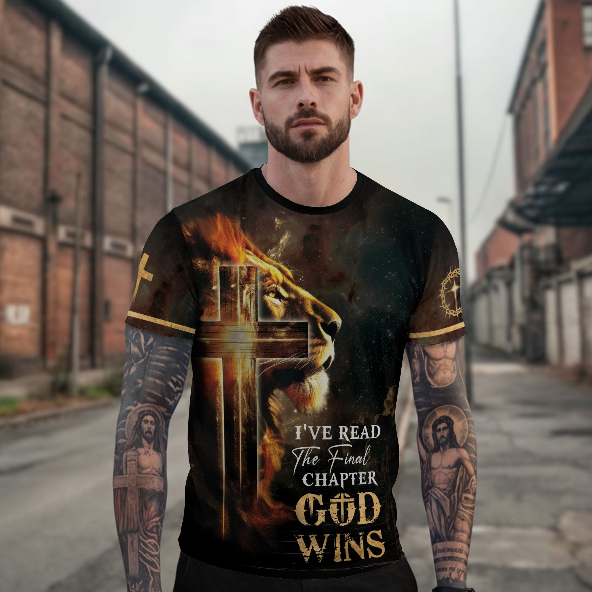 I've Read The Final Chapter God Wins Lion Faith Cross - Christian Tee Shirts for Men, Freedom Shirts, RustField Co - Rust Field Wear