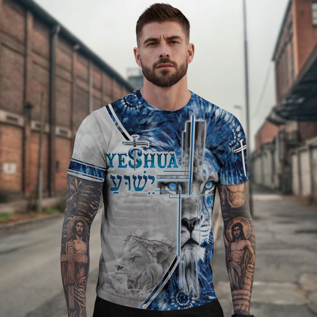Freedom Shirts - Yeshua Jesus Lion and Lamb Heavenly Cross, Christian Tee Shirts for Men, RustField Co - Rust Field Wear