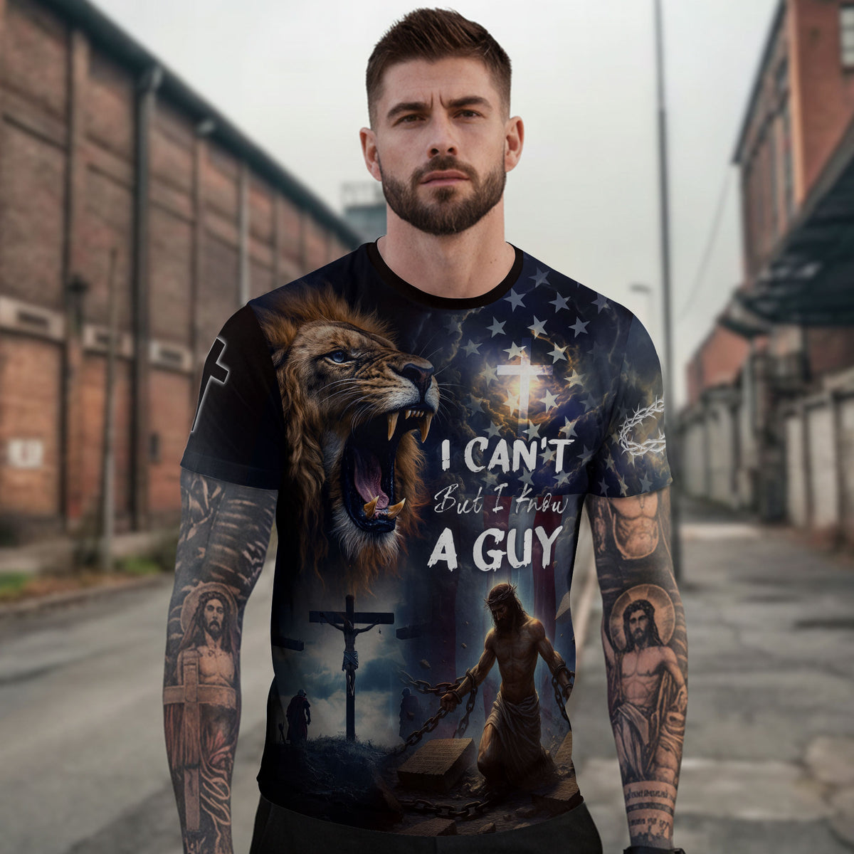 Freedom Shirts - I Can't But I Know A Guy Jesus Cross Lion and Lamb Redemption, Christian Tee Shirts for Men, RustField Co - Rust Field Wear