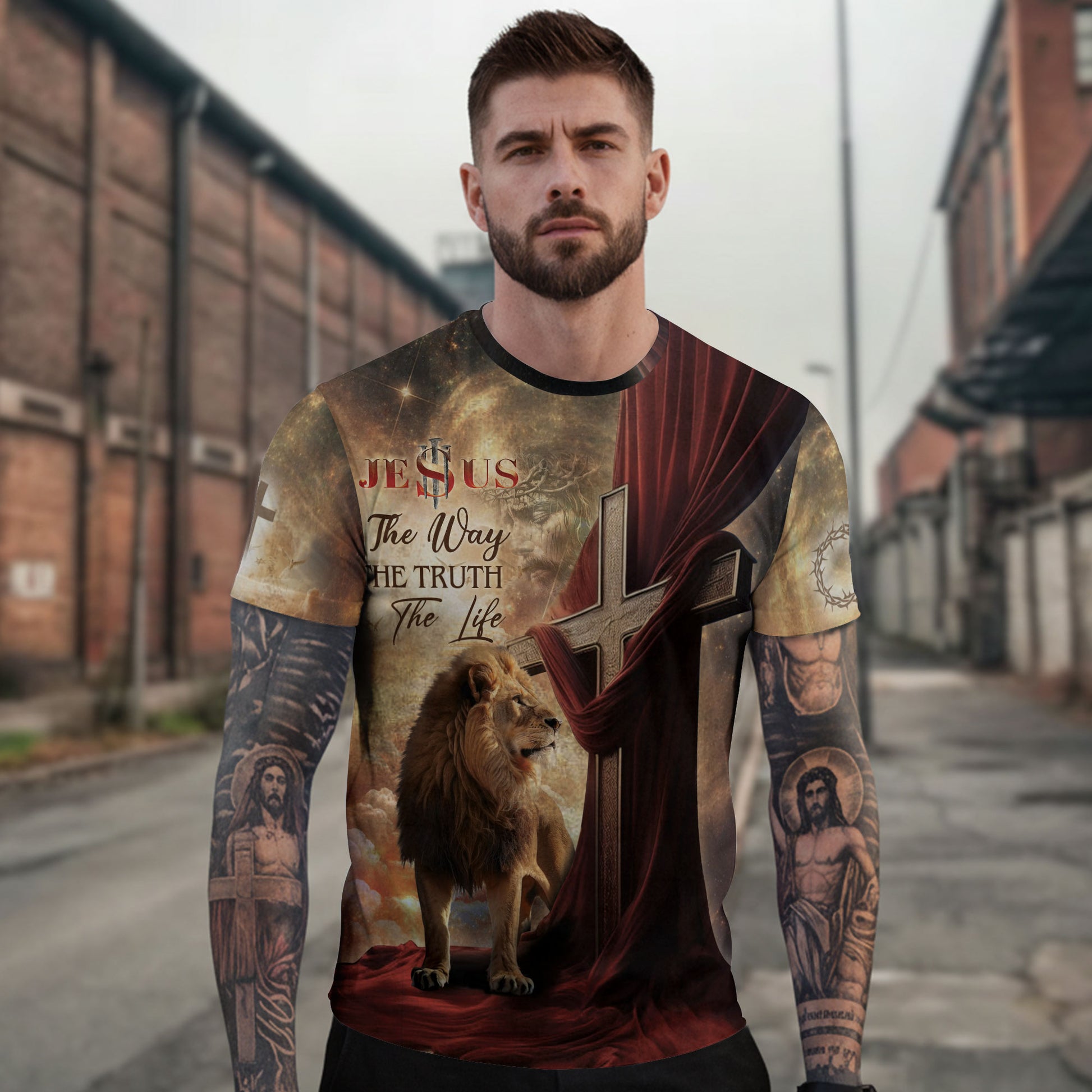 Freedom Shirts - The Lion And The Path To Life The Way The Truth The Life, Christian Tee Shirts for Men, RustField Co - Rust Field Wear