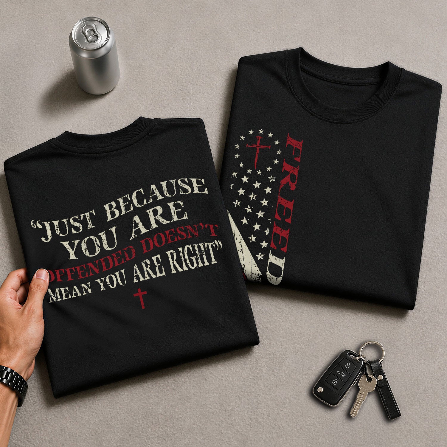 Freedom Memorial Patriotic American Flag and Bold Quote - Freedom T Shirt, Patriotic Shirts for Men - Rust Field Wear