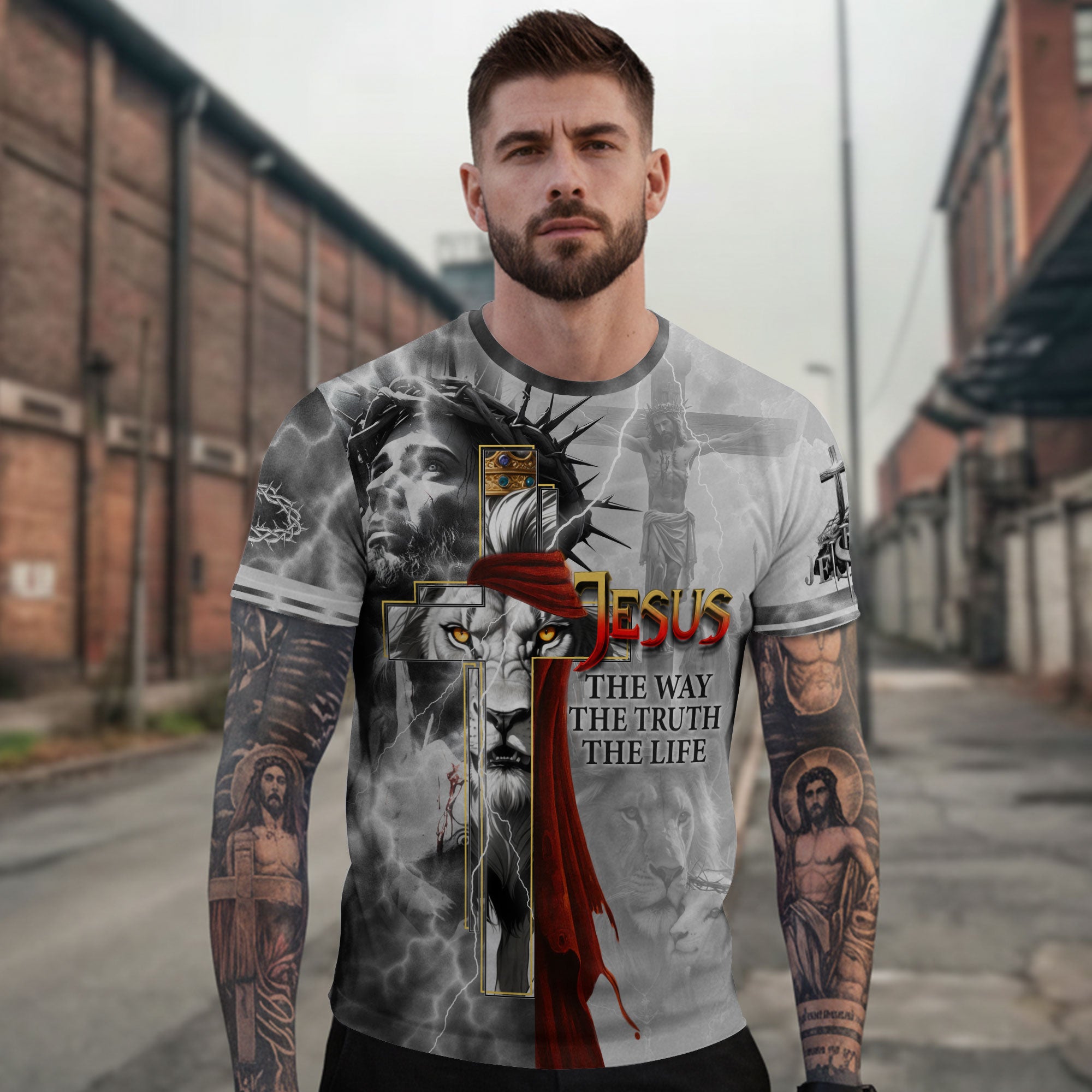 RustField Co Freedom Shirts - Jesus The Way The Truth The Life Lion Crown, Christian Tee Shirts for Men - Rust Field Wear