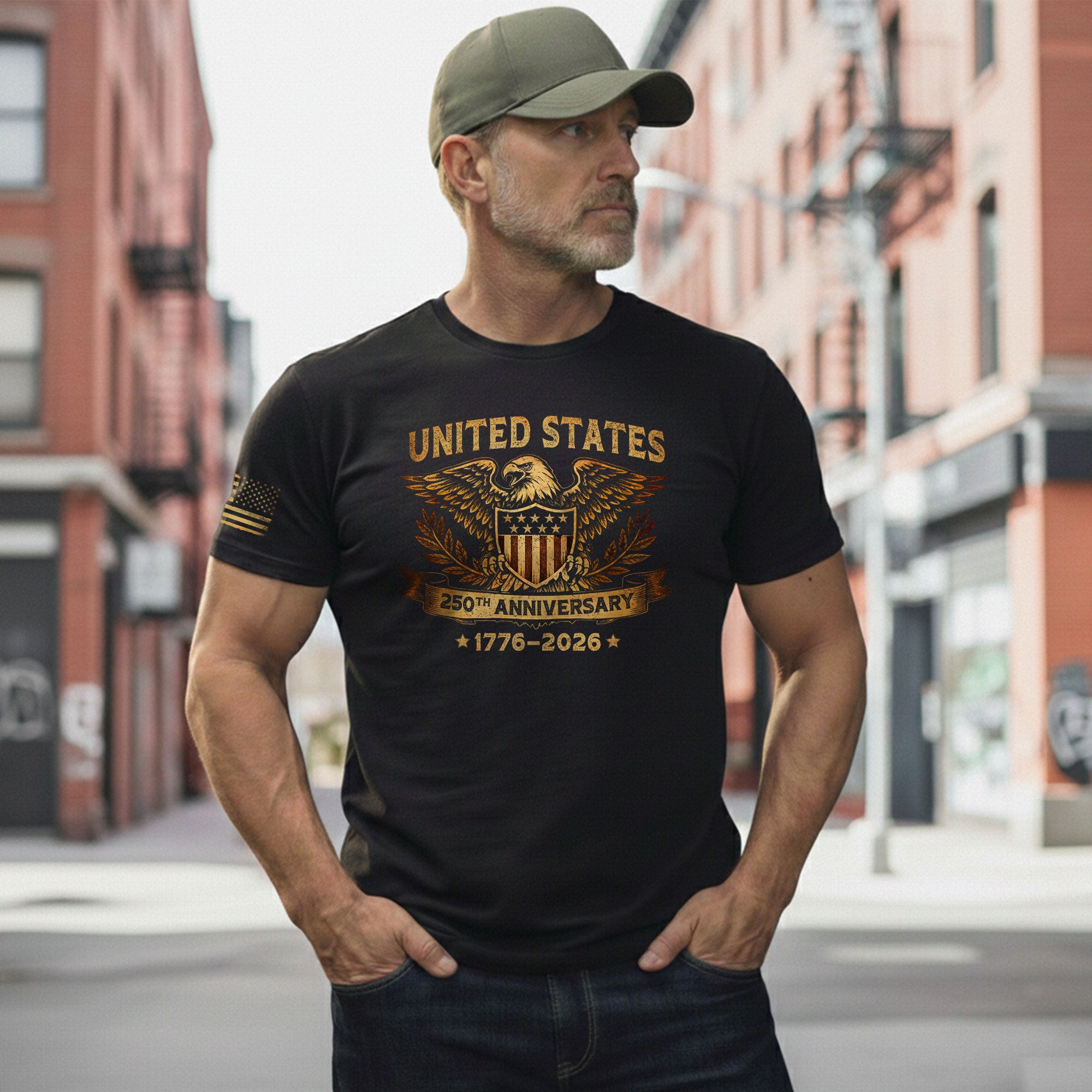 USA 250th Anniversary Shirt 1776-2026 American Pride Patriotic Eagle Shield Laurel - Rust Field Wear