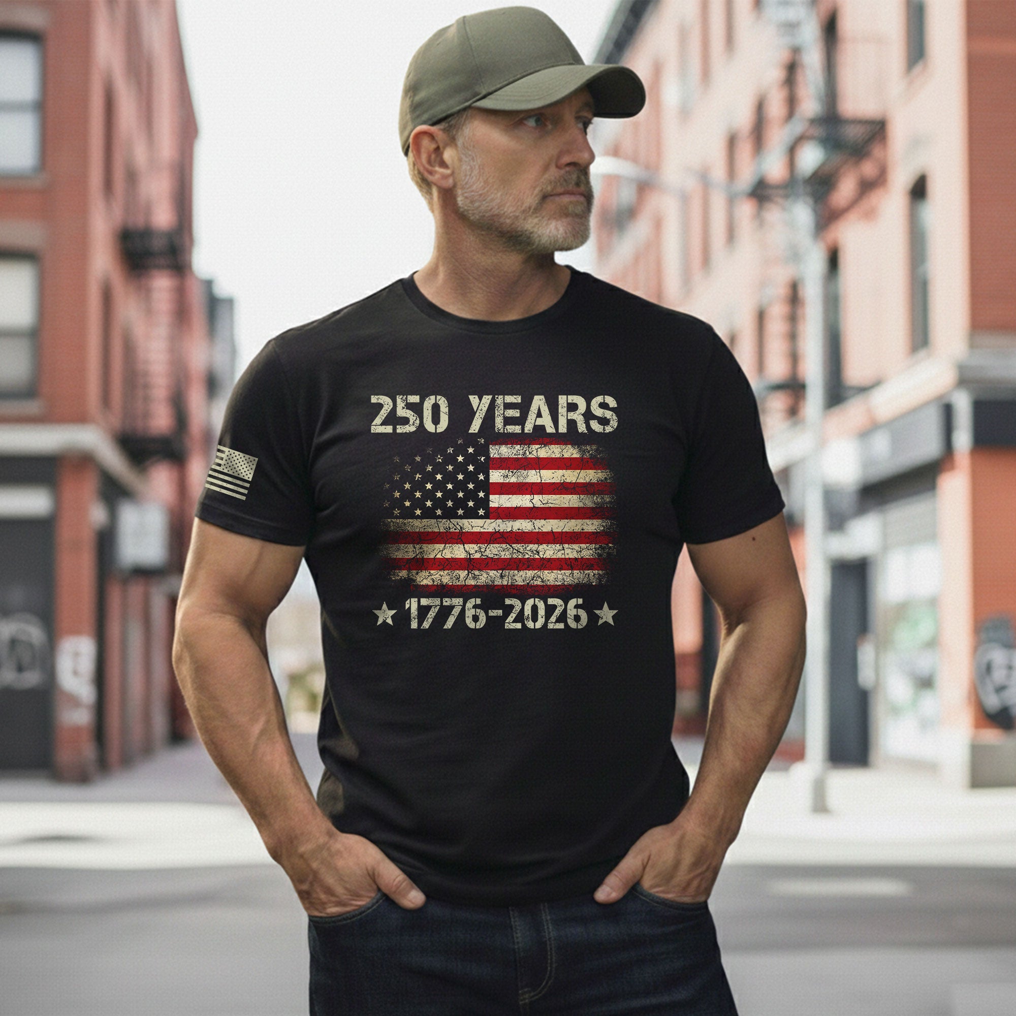 250 Years American Independence T-Shirt 1776–2026 – Vintage USA Flag Patriotic Shirt - Rust Field Wear