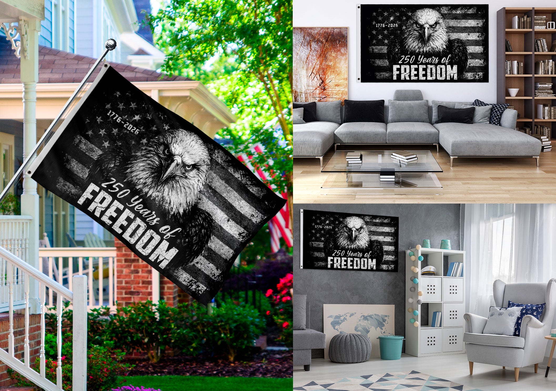 USA 250th Anniversary 250 Years of Freedom Flag 1776-2026 American Eagle