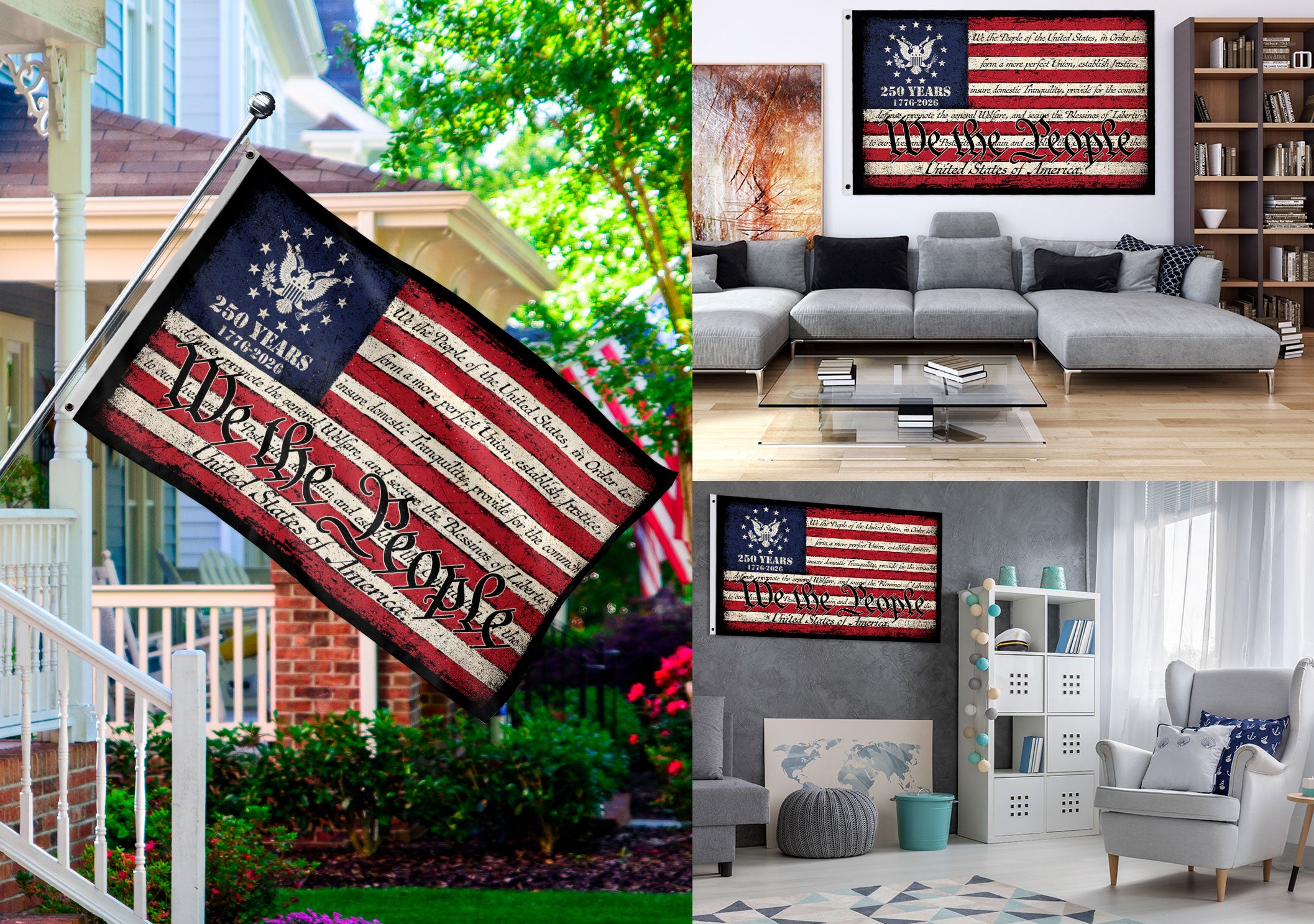 We The People Double-Sided House Flag – 250 Years of Freedom Patriotic American Décor 1776–2026