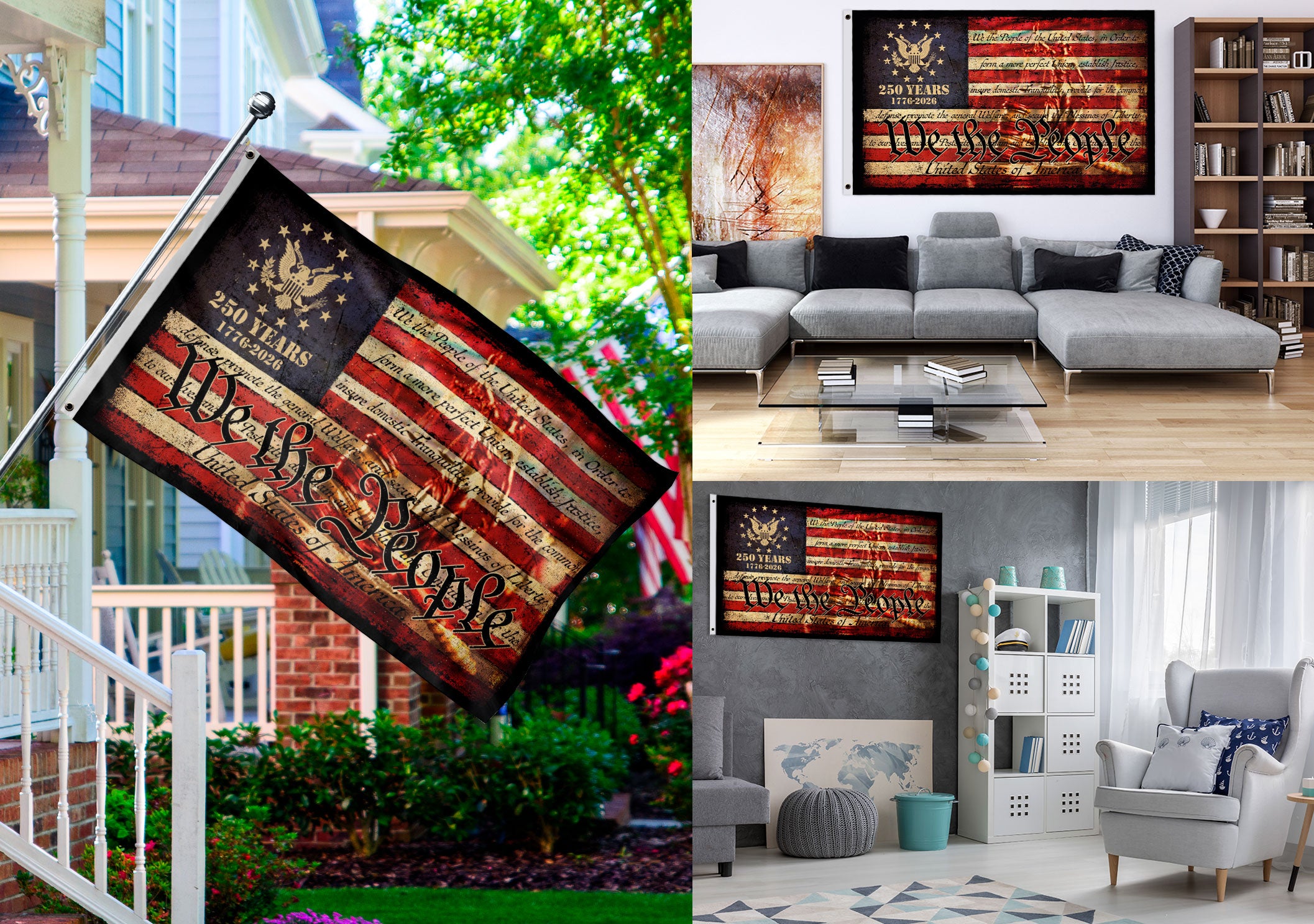 We The People House Flag – Double-Sided Patriotic Décor Celebrating 250 Years of Freedom 1776–2026