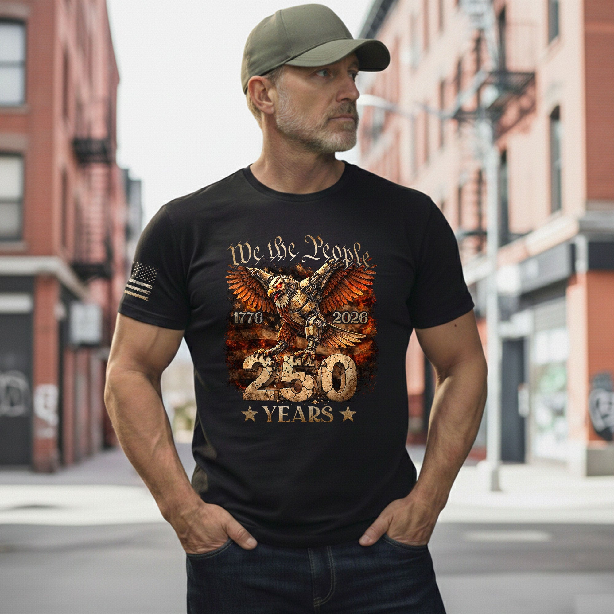 USA 250th Anniversary 250 Years Shirt 1776-2026 Mechanical Eagle We The People Mental Strength Patriotic - Rust Field Wear