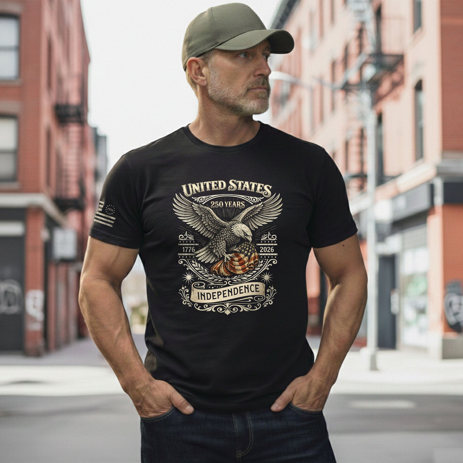 USA 250th Anniversary Shirt 1776-2026 American Flag Eagle Patriotic Mens - Rust Field Wear