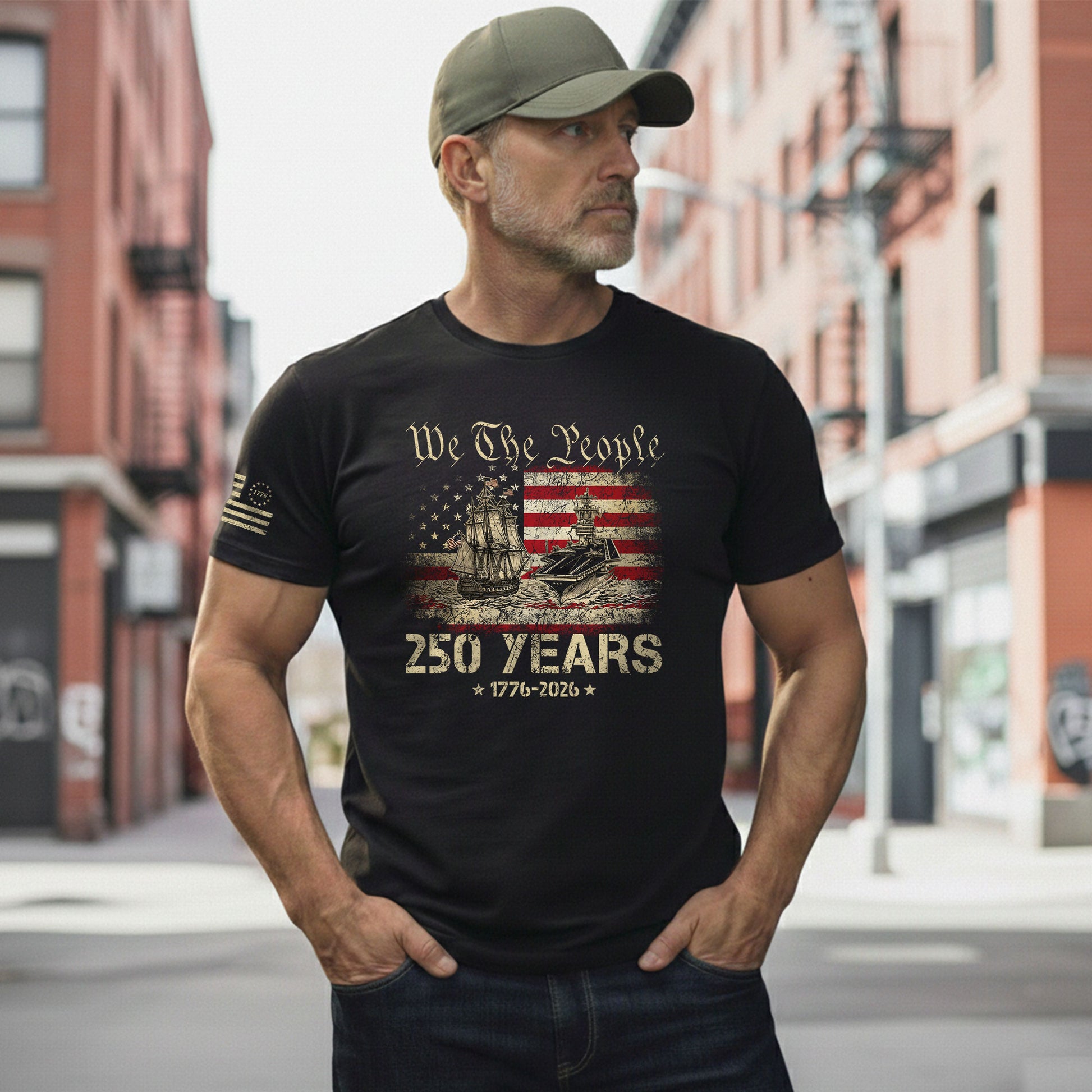 USA 250th Anniversary Shirt 250 Years 1776-2026 We The People Navy Battleship Patriotic - Rust Field Wear