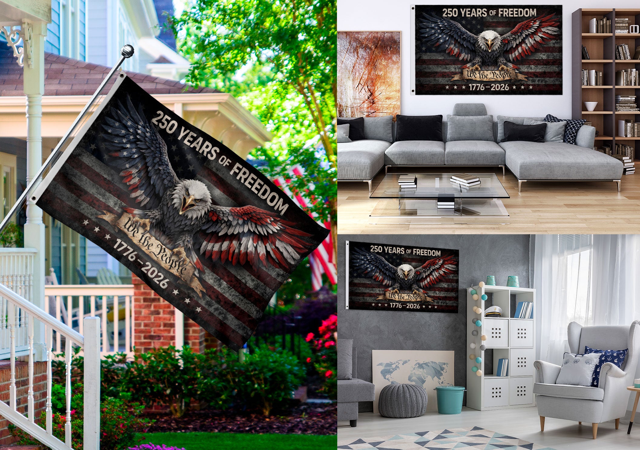 USA 250th Anniversary Flag 1776-2026 Double-Sided Patriotic 250 Years of Freedom We The People Semiquincentennial