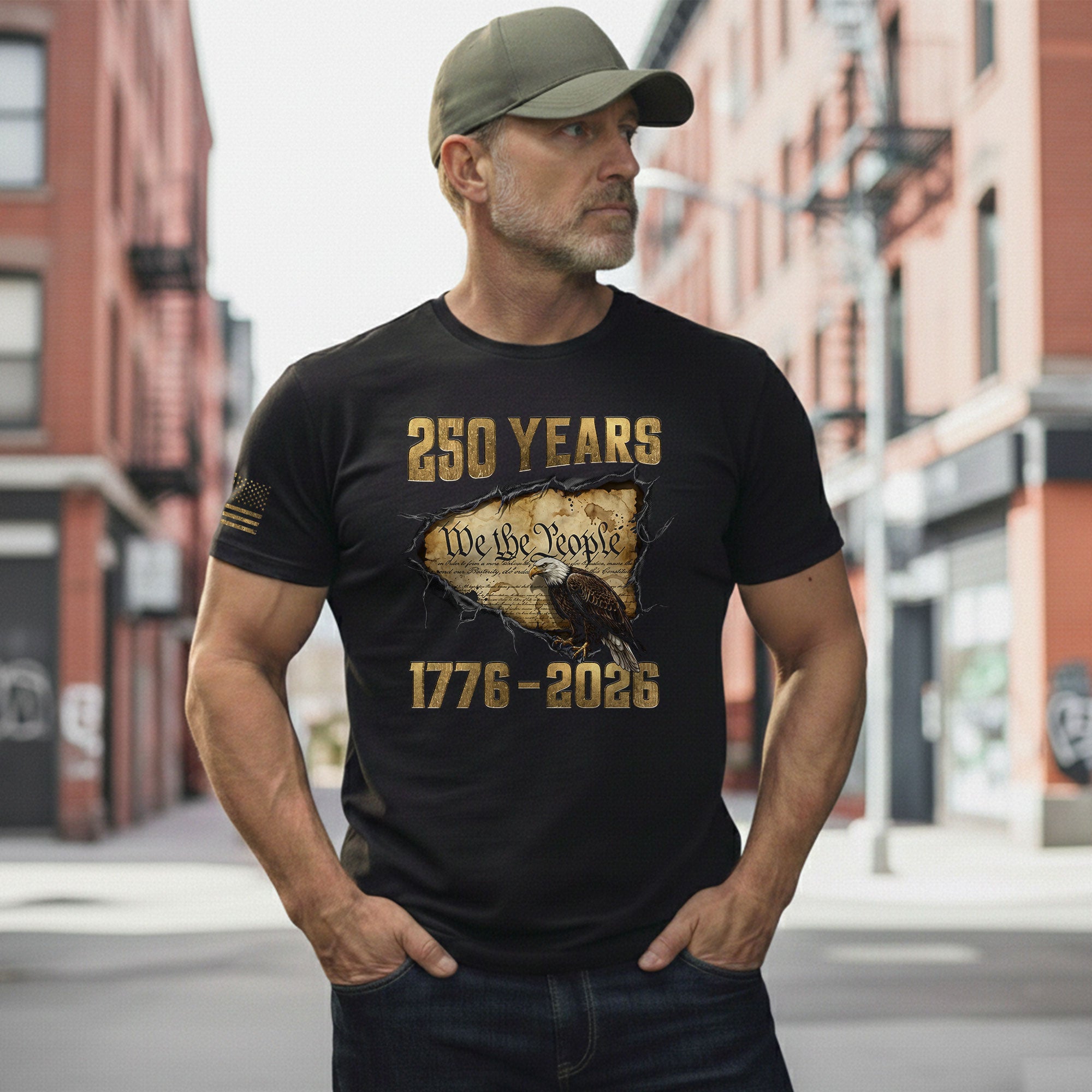 USA 250th Anniversary Shirt 1776–2026, Freedom Past and Present - Rust Field Wear