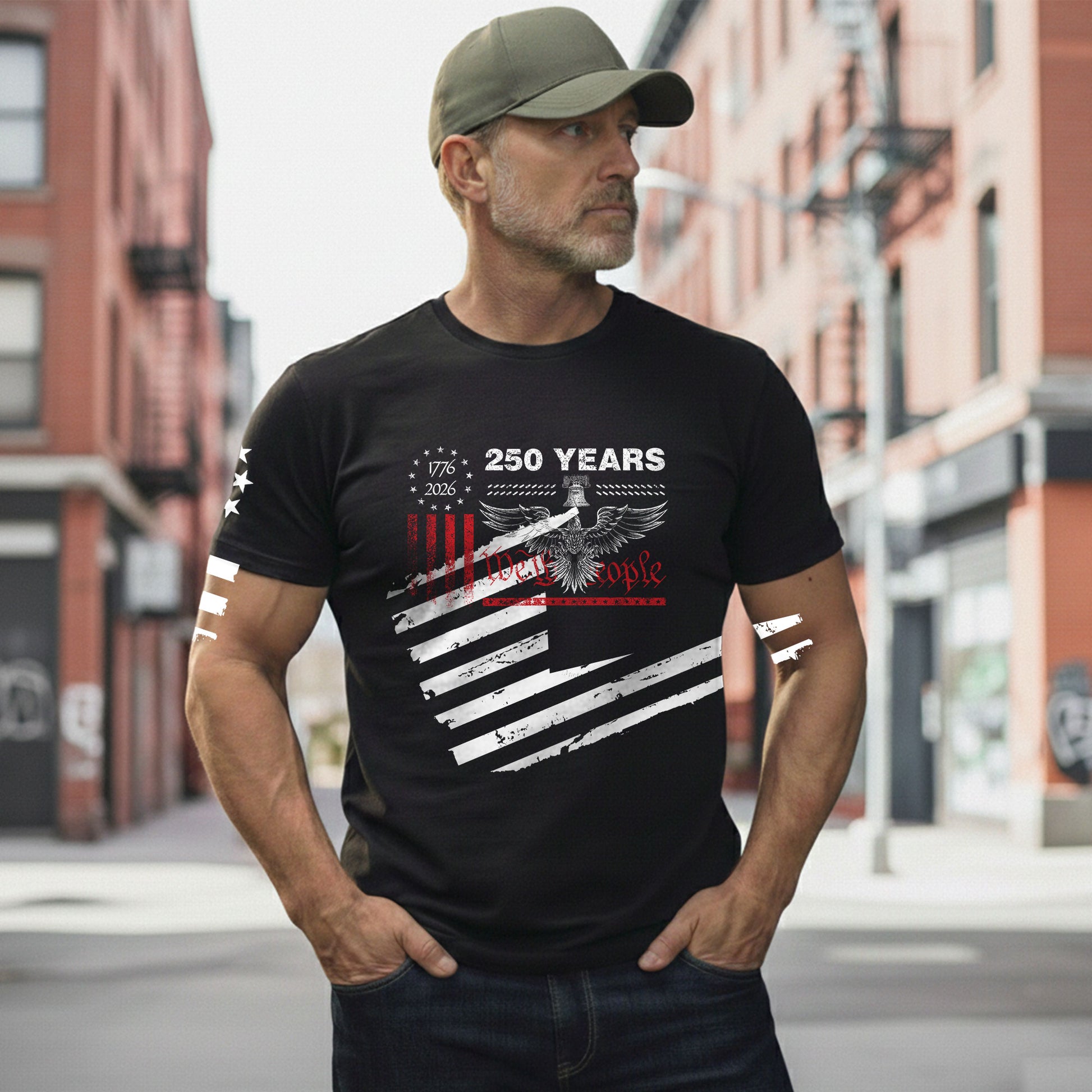 USA 250th Anniversary T-Shirt 250 Years 1776-2026 Eagle Liberty Bell Patriotic American Apparel - Rust Field Wear