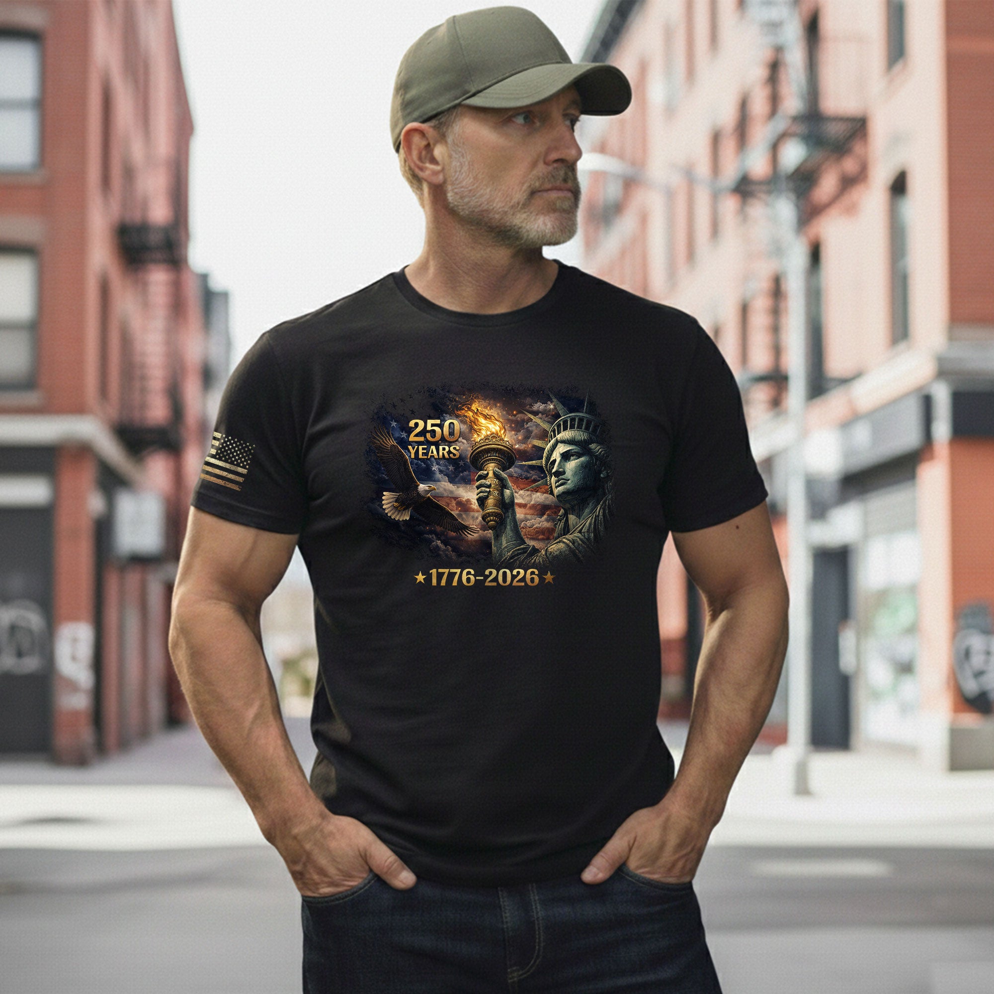 250 Years America Anniversary Eagle & Statue of Liberty Freedom Legacy Shirt - Rust Field Wear