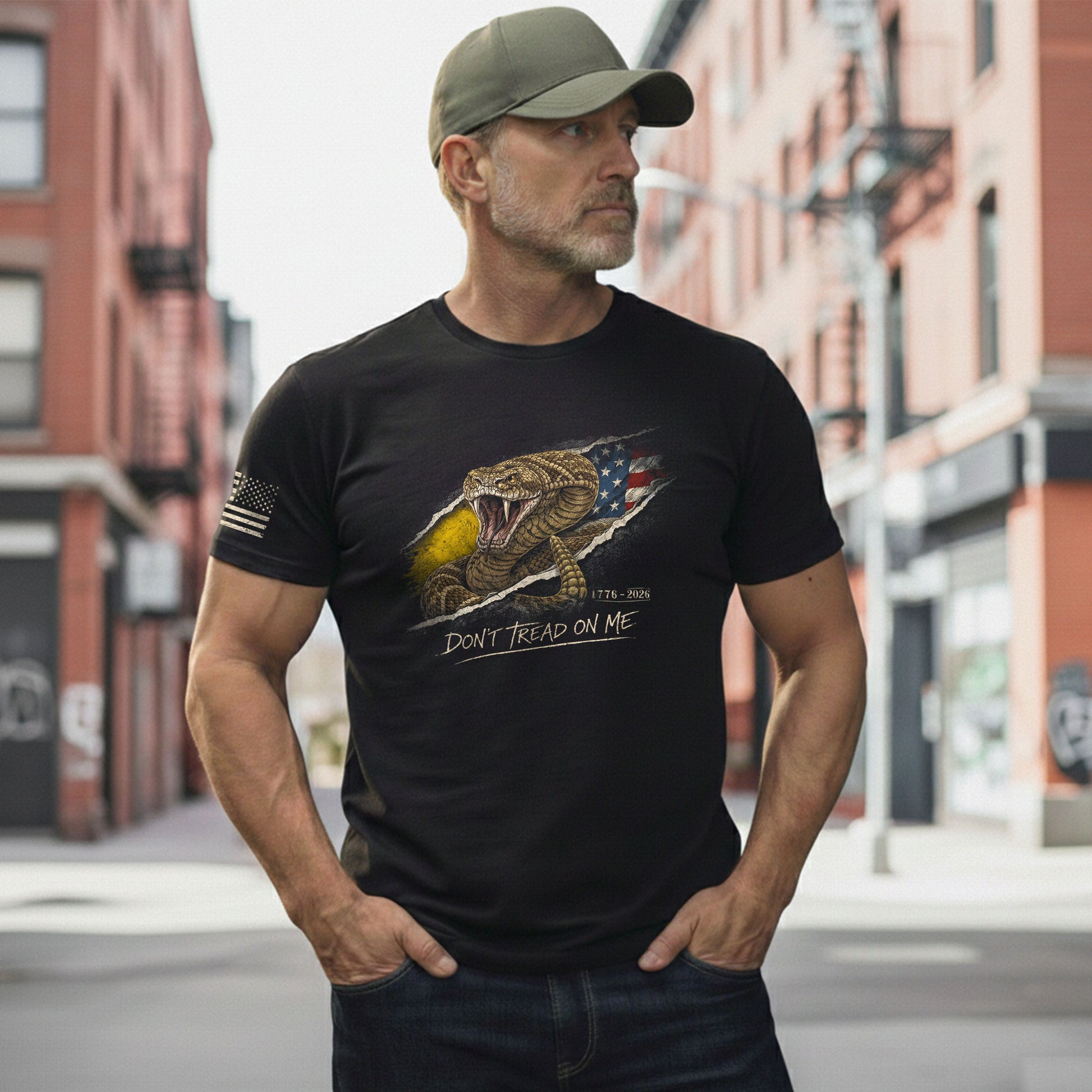 Don't Tread on Me America 250th Anniversary T-Shirt - 1776-2026 Gadsden Snake 250 Years Tee, Patriotic Freedom Shirt - Rust Field Wear