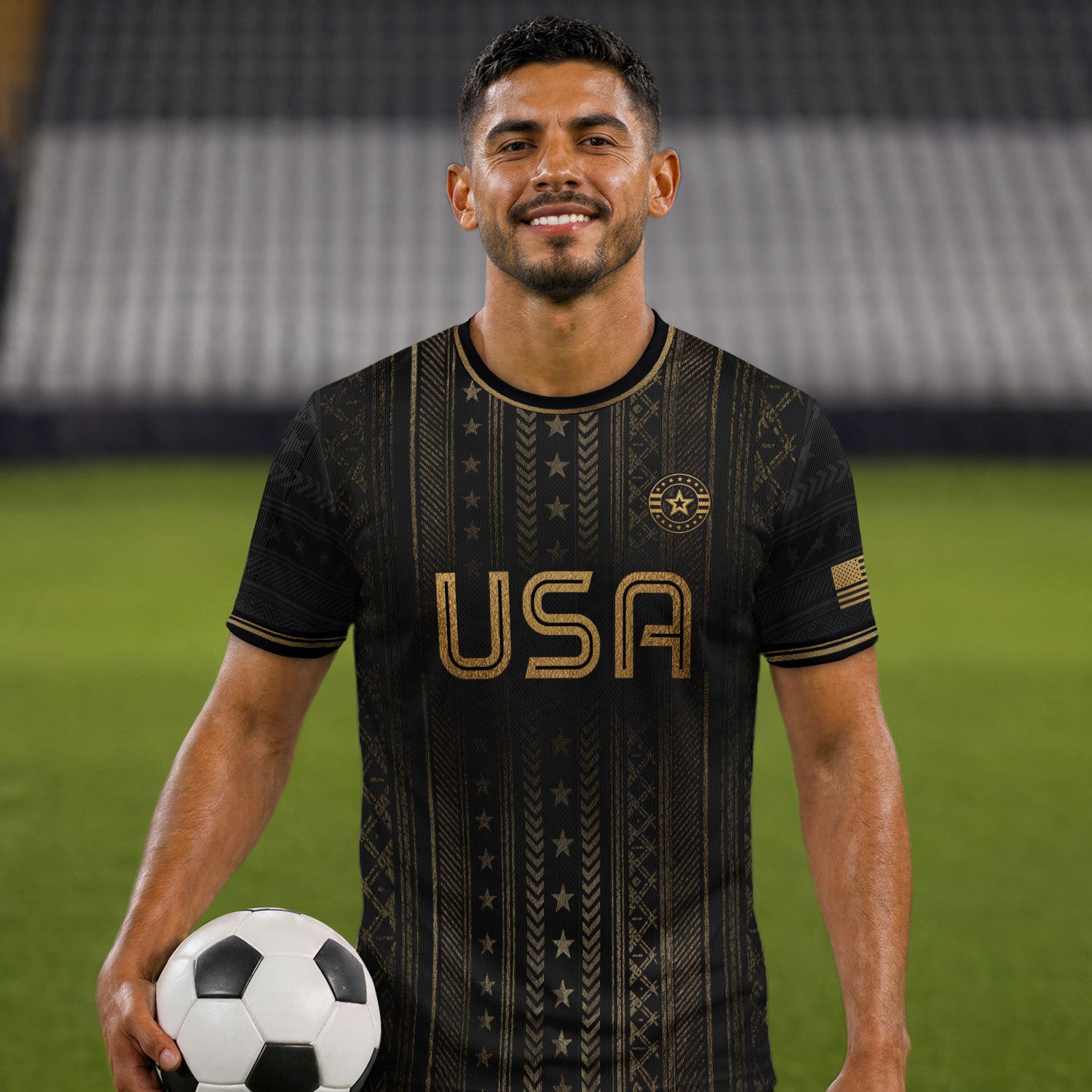 Black USA Soccer Shirt Golden Eagle Emblem United States National Team Fan Jersey Gift Tee