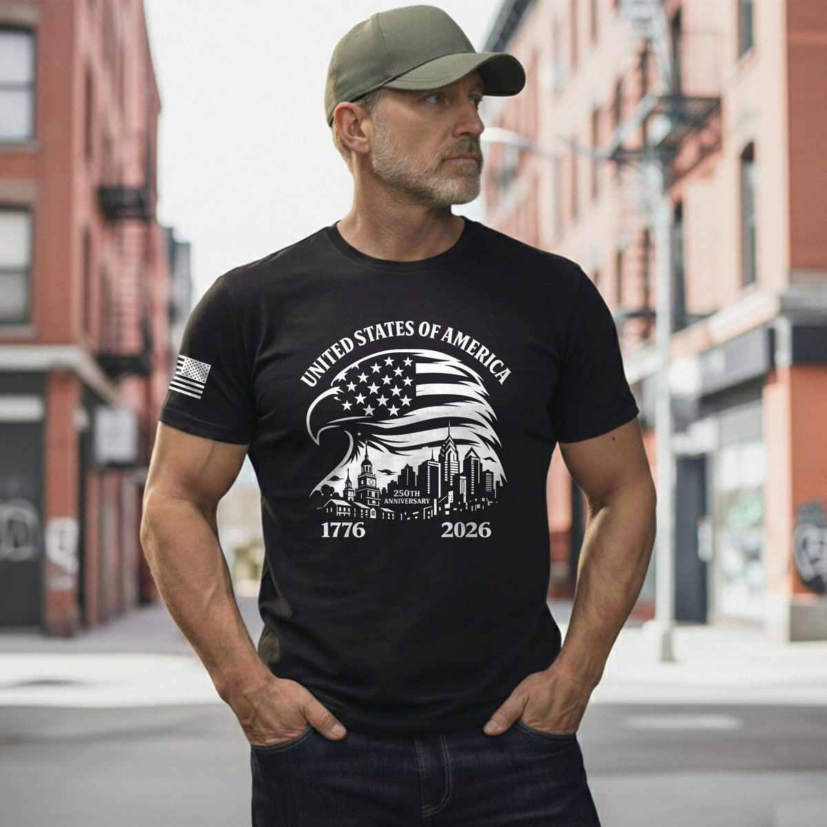 USA 250th Anniversary 1776-2026 T-Shirt – Eagle & American Flag Patriotic Freedom Mens Shirt - Rust Field Wear