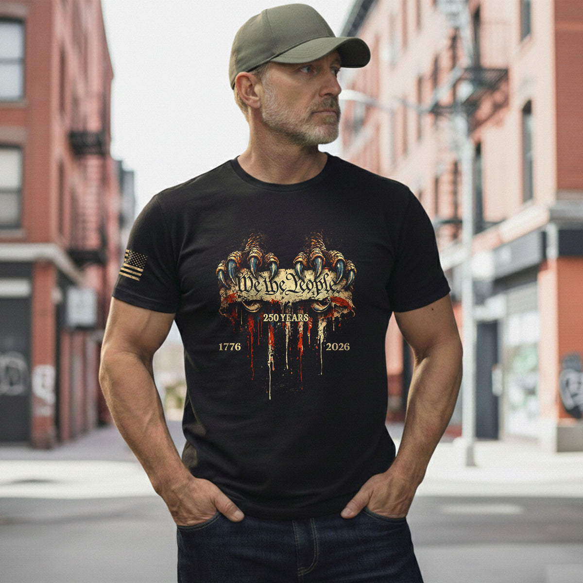 USA 250th Anniversary 1776-2026 T-Shirt – Patriotic Eagle Talons We The People America Tee - Rust Field Wear