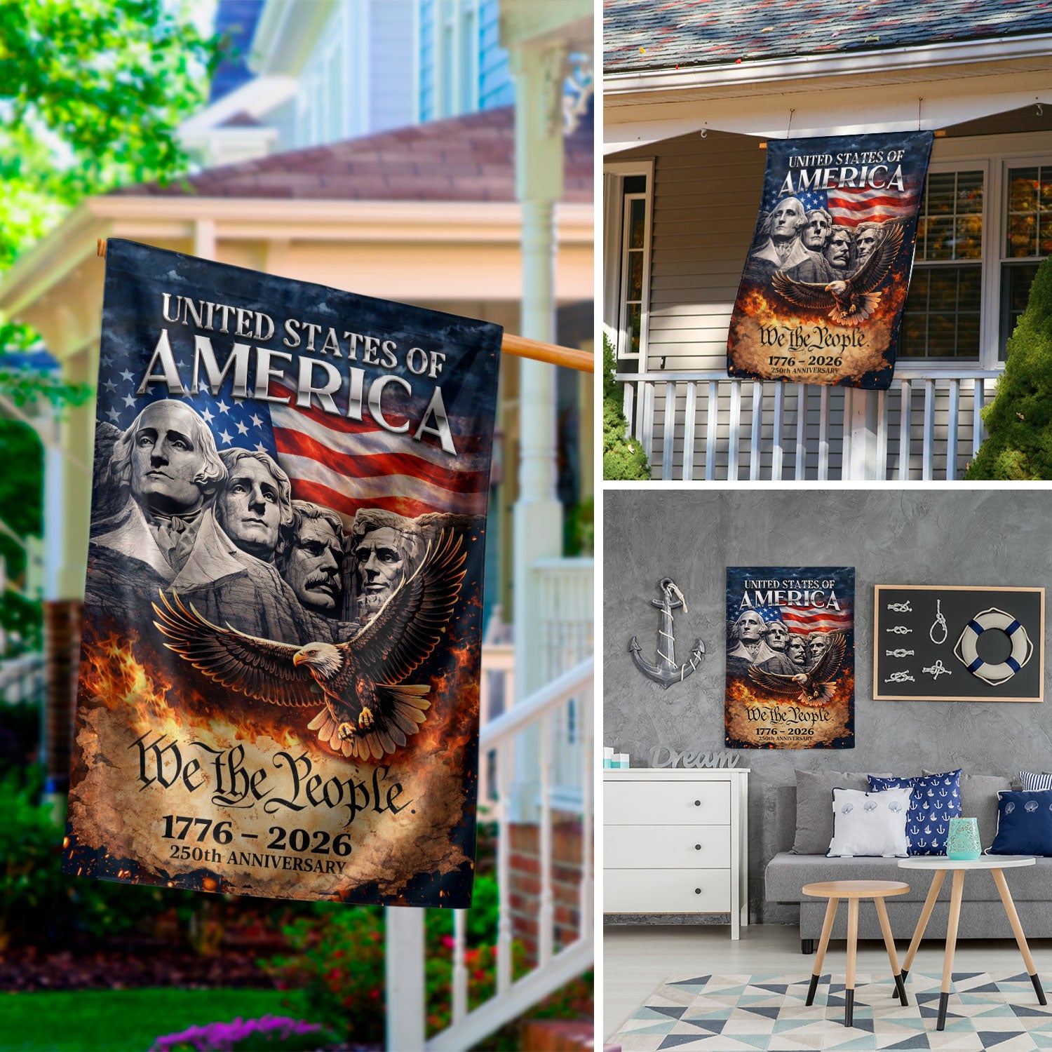 USA 250th Anniversary Flag 1776-2026 – 250 Year American Anniversary Patriotic Garden Flag Outdoor Yard Decoration