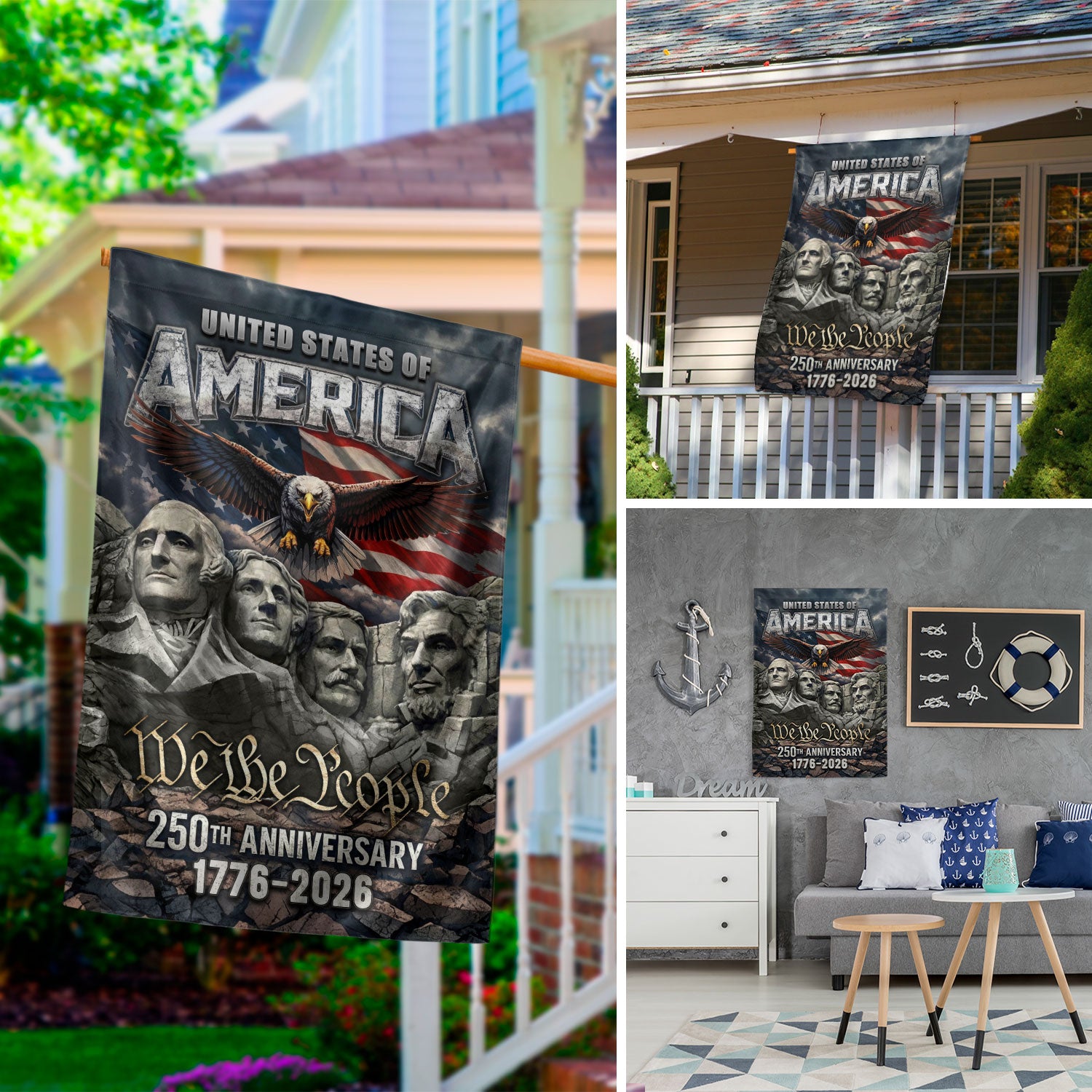 USA 250th Anniversary Garden Flag 1776–2026 – American Flag 250 Year Anniversary Patriotic Eagle We The People Outdoor Yard Decor Flag - Rust Field Wear