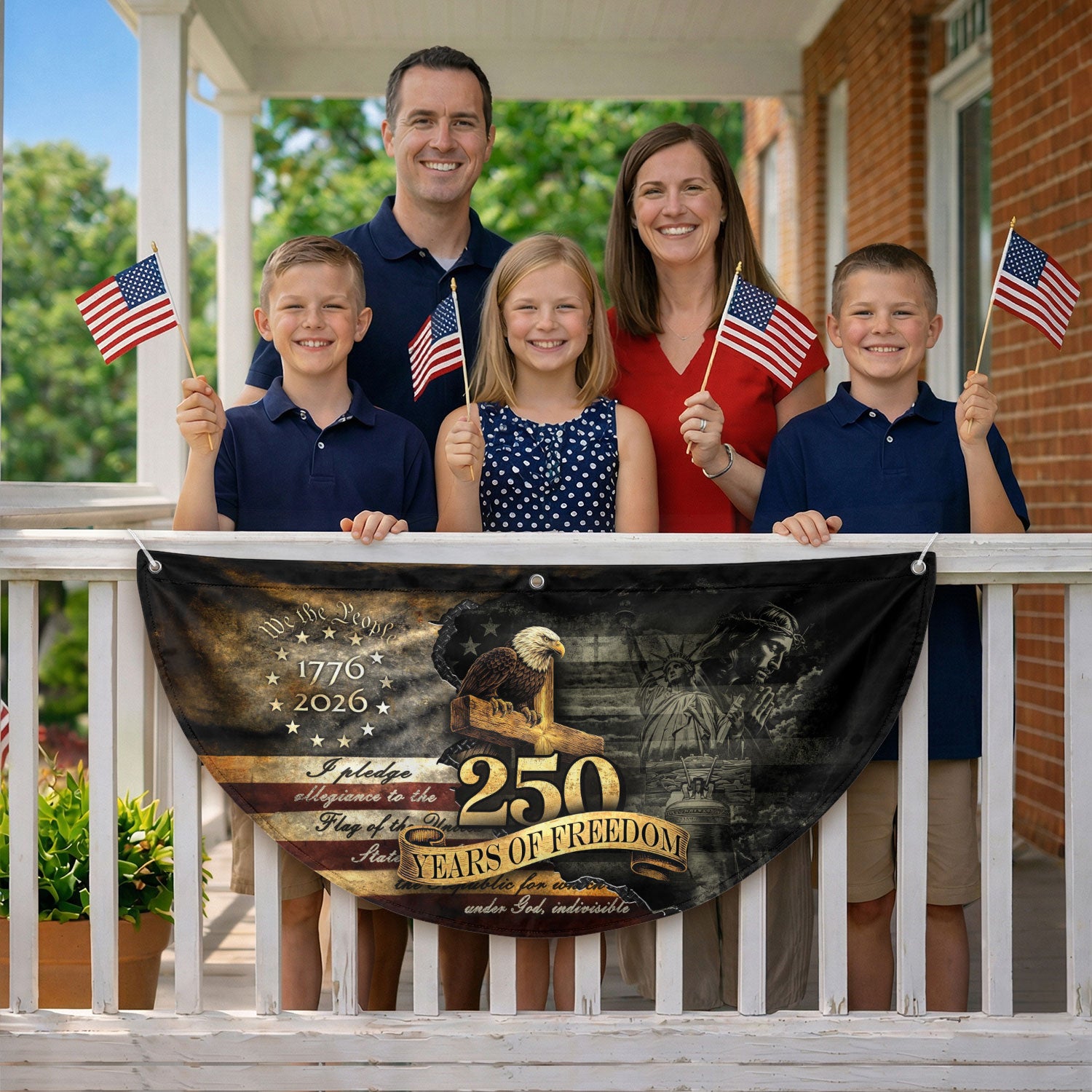 Fence Flag 250th Anniversary USA Flag 1776-2026 Eagle Patriotic 250 Year American Anniversary Flag Decor - Rust Field Wear