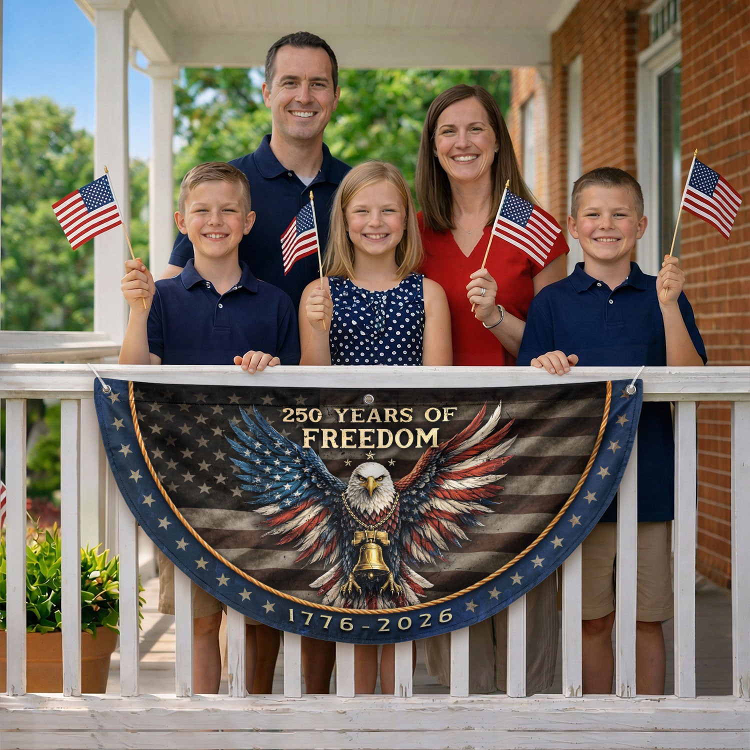 250 Years of Freedom Fence Flag 1776-2026 Patriotic Eagle Liberty Bell Banner