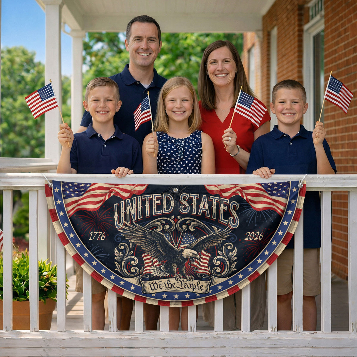 Patriotic Fence Flag 250 Years of Freedom 1776-2026 Decor - We The People Outdoor Banner - Rust Field Wear