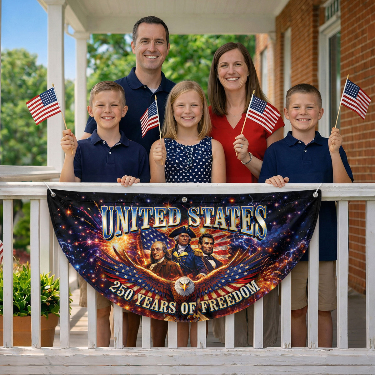 America 250 Years of Freedom Fence - Patriotic Eagle & Founding Fathers for 2026 - Rust Field Wear