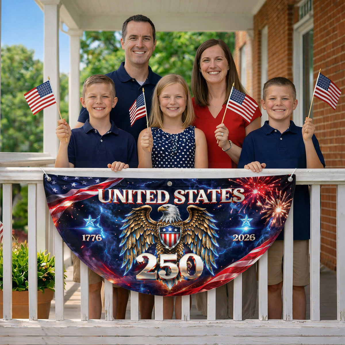 250 Years United States Fence Flag 1776-2026 Patriotic Eagle Outdoor Banner Decoration - Rust Field Wear