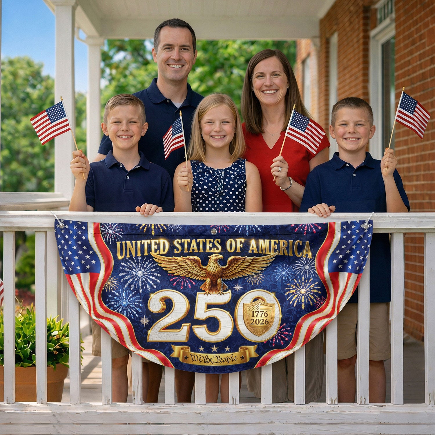250 Years United States Fence Flag 1776-2026 Patriotic Heritage Banner - Rust Field Wear