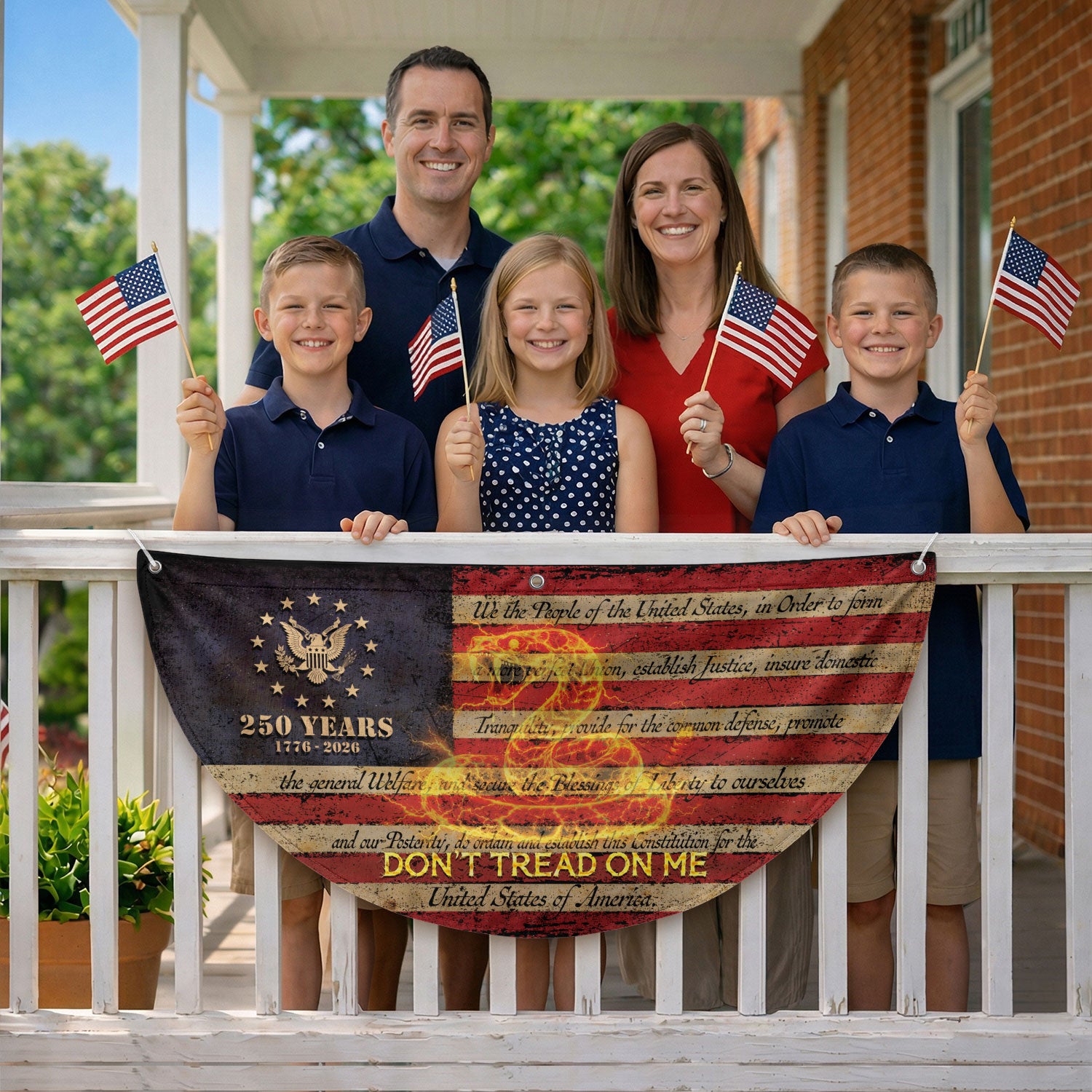 Fence Flag USA 250th Anniversary 1776–2026, Patriotic 250 Year American Flag Banner Decor