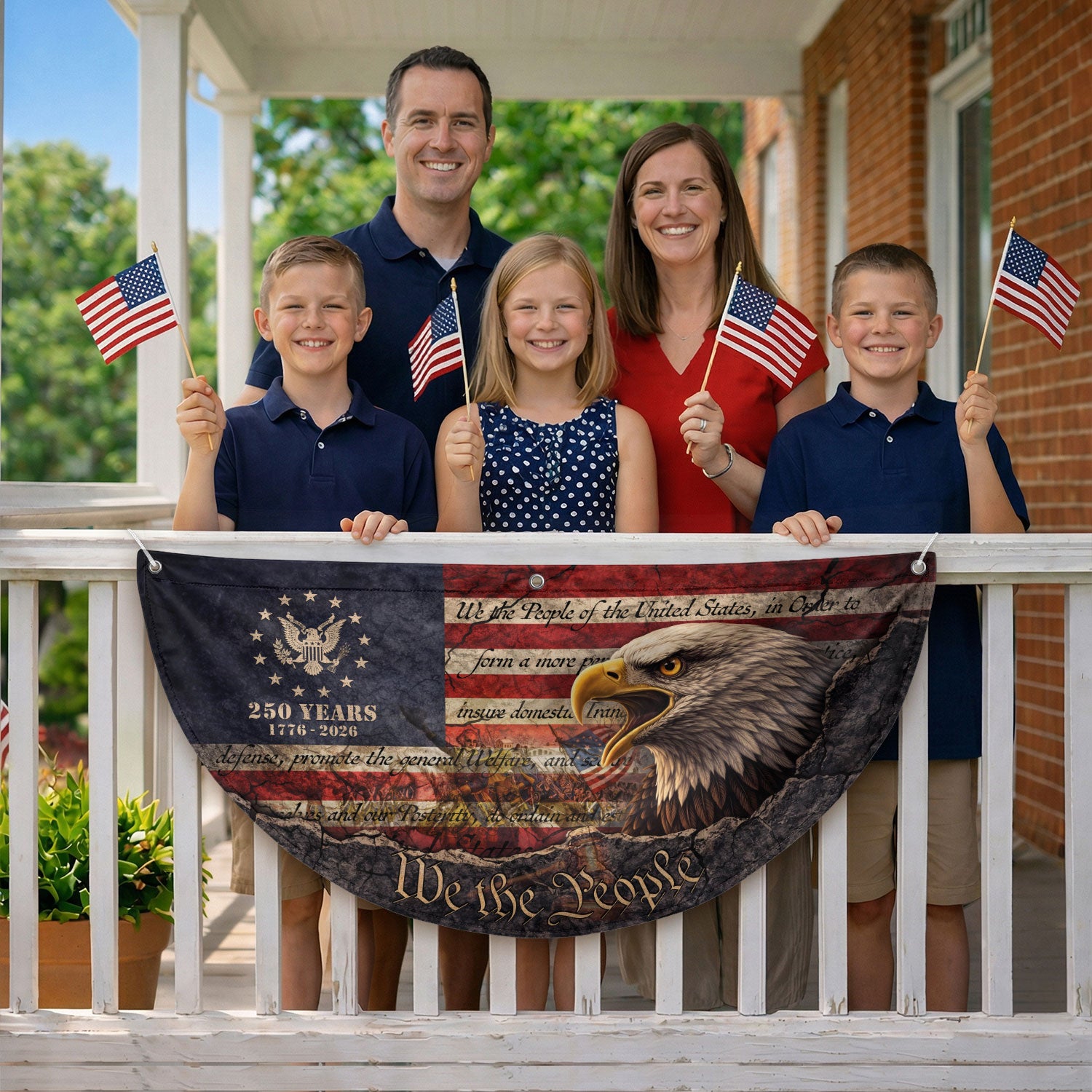 Fence Flag 250th Anniversary USA Flag 1776-2026 Eagle Patriotic Banner 250 Year American Anniversary Flag Decor - Rust Field Wear