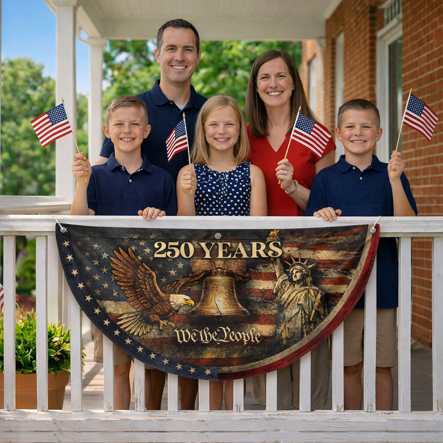 250 Years Fence Flag 1776-2026 We The People Eagle Liberty Bell Patriotic Flag Decor - Rust Field Wear