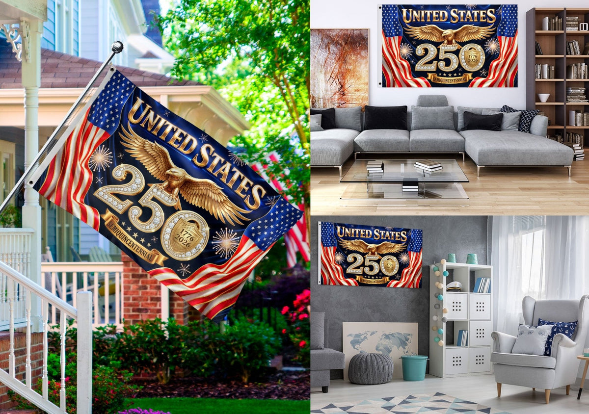 USA 250th Anniversary House Flag 1776–2026 Patriotic Eagle Outdoor Decor Banner - Rust Field Wear