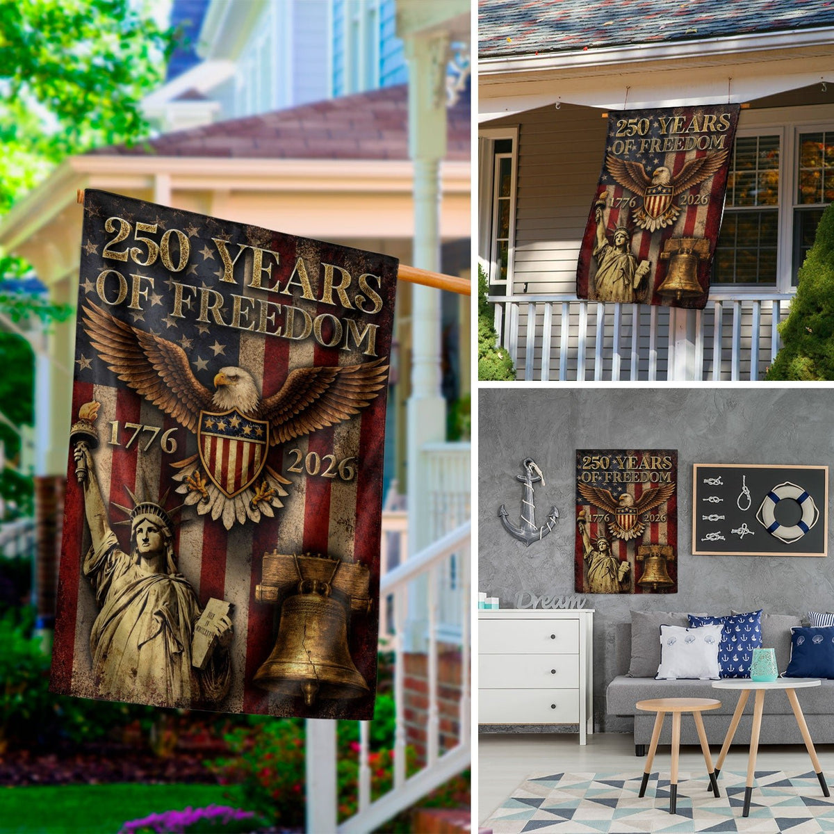 250th Anniversary United States Garden Flag - Patriotic Eagle Shield Home Decor 2026 - Rust Field Wear