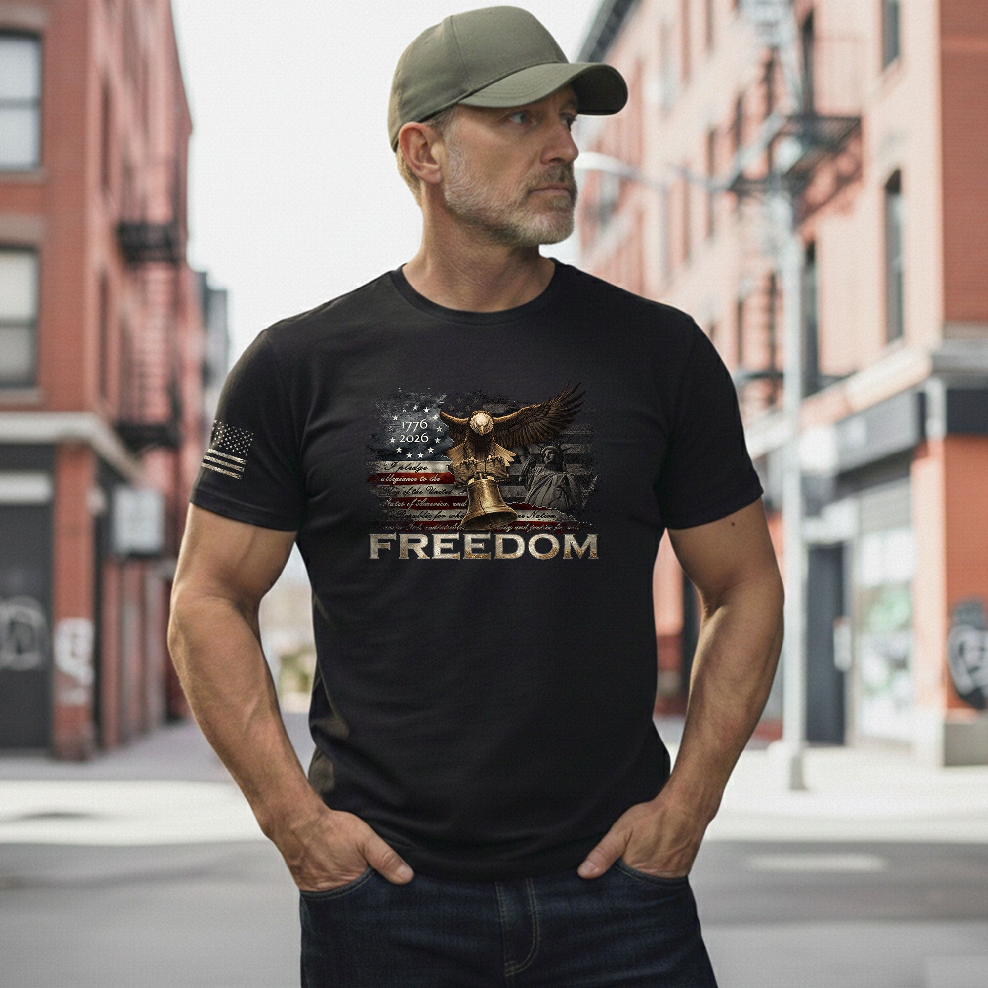 Freedom Patriotic American Flag Eagle Liberty Bell Vintage Pride, Patriotic T Shirts - Freedom Shirts for Men - Rust Field Wear