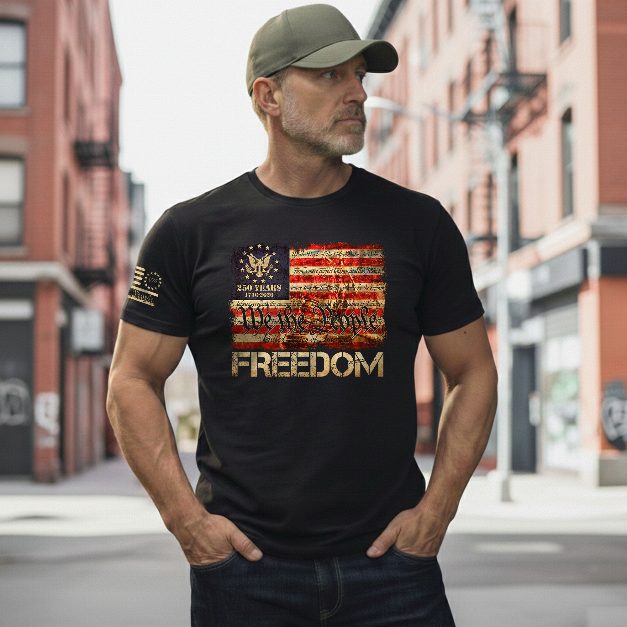 Patriotic T Shirts, Freedom We The People American Flag Constitution Patriotic Eagle - Freedom Shirts for Men - Rust Field Wear