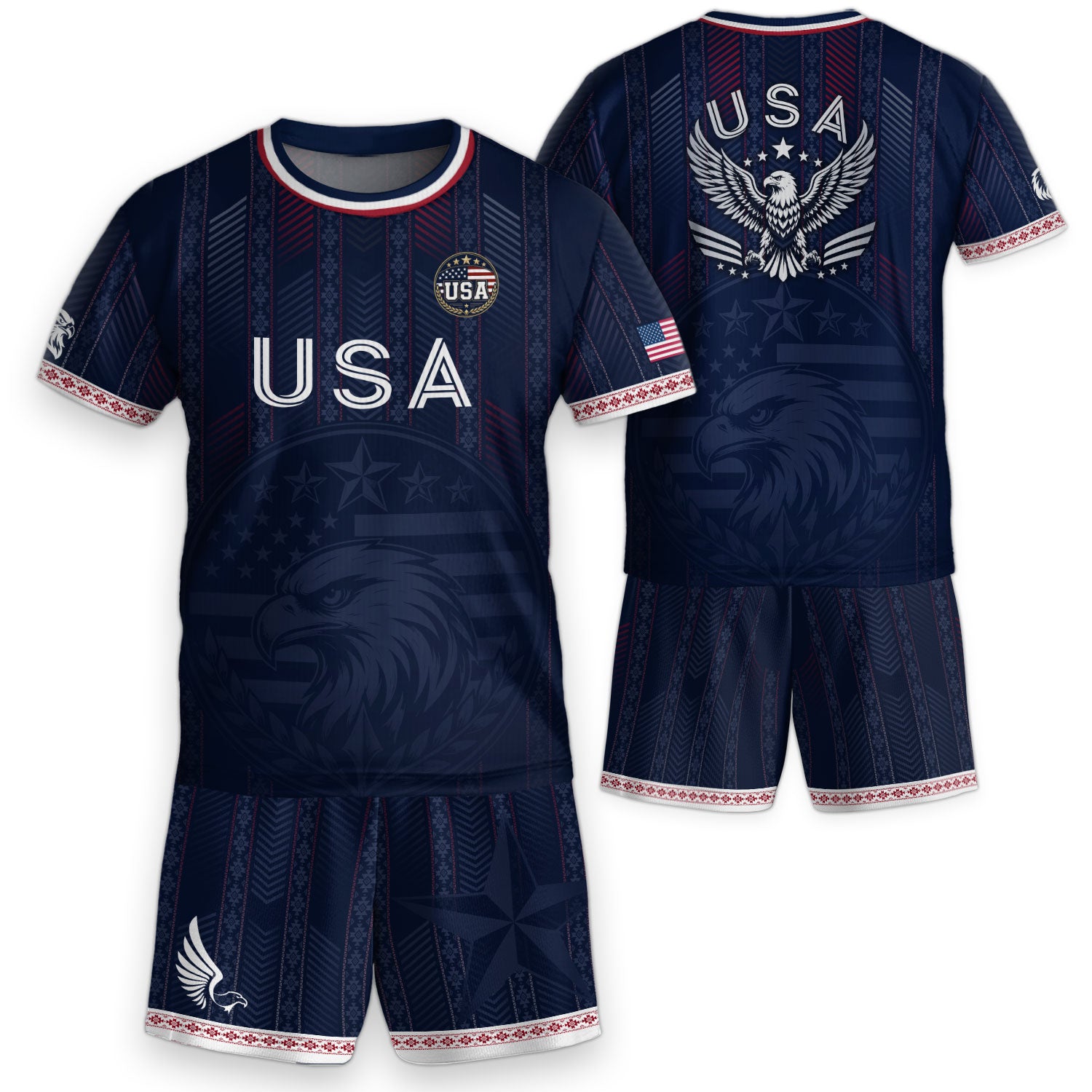 United States Soccer Jersey Kids Set Navy Soccer Ball Patriotic Youth Football Outfit Kit