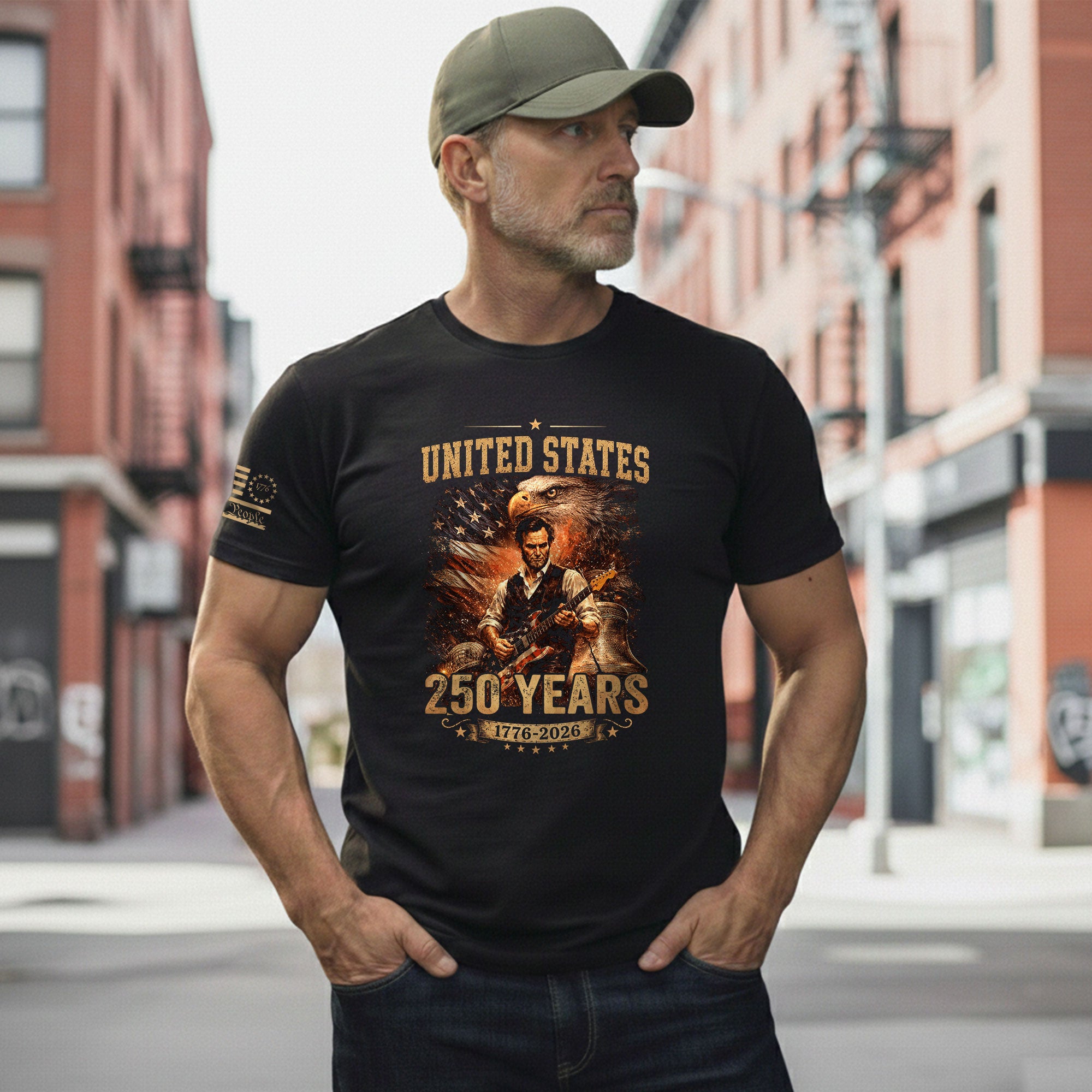 Bald Eagle Liberty Bell Lincoln Guitar Shirt Vintage 1776 2026 Patriotic US Flag Tee - Rust Field Wear