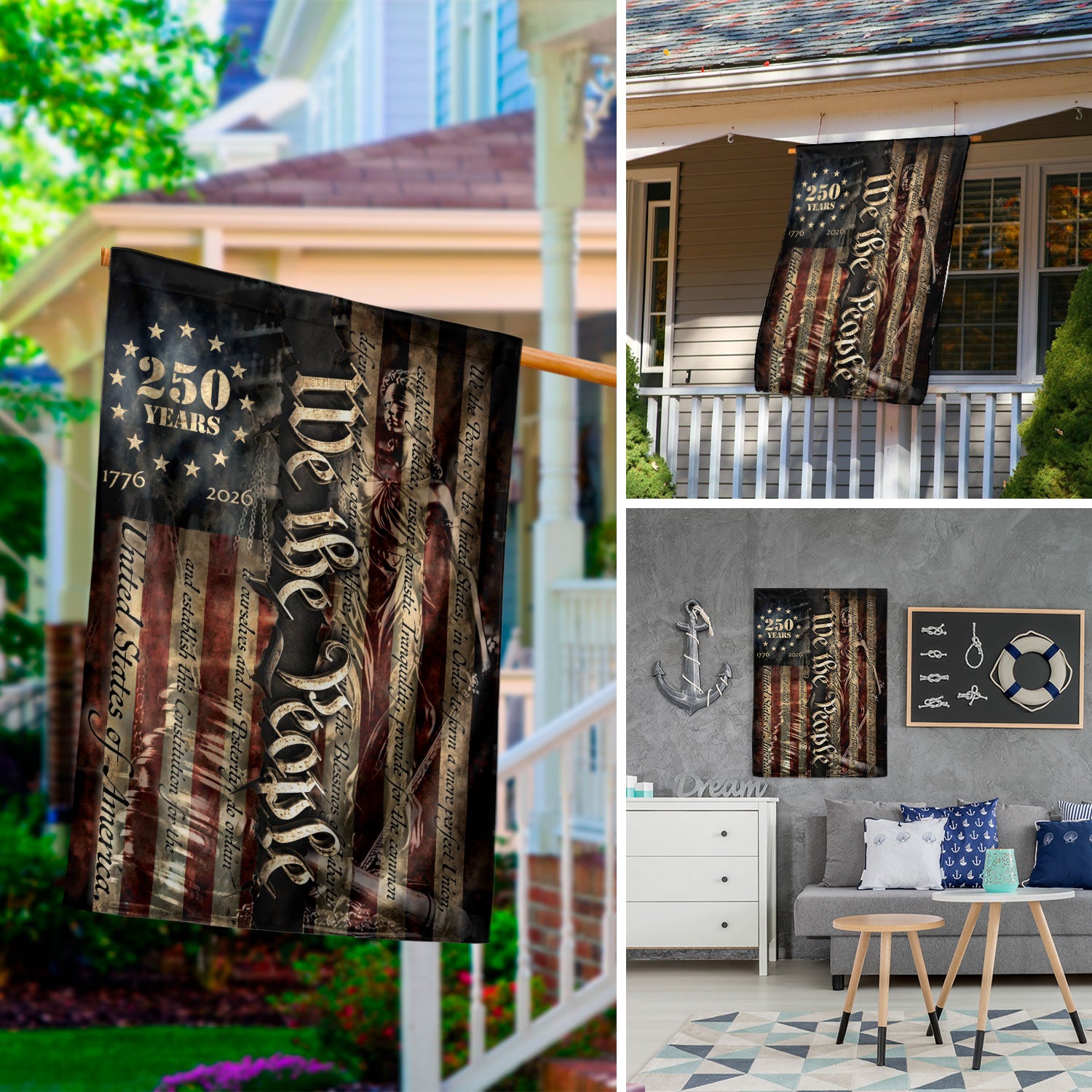 House Flag 1776-2026 US Constitution We The People Patriotic 250 Years Banner