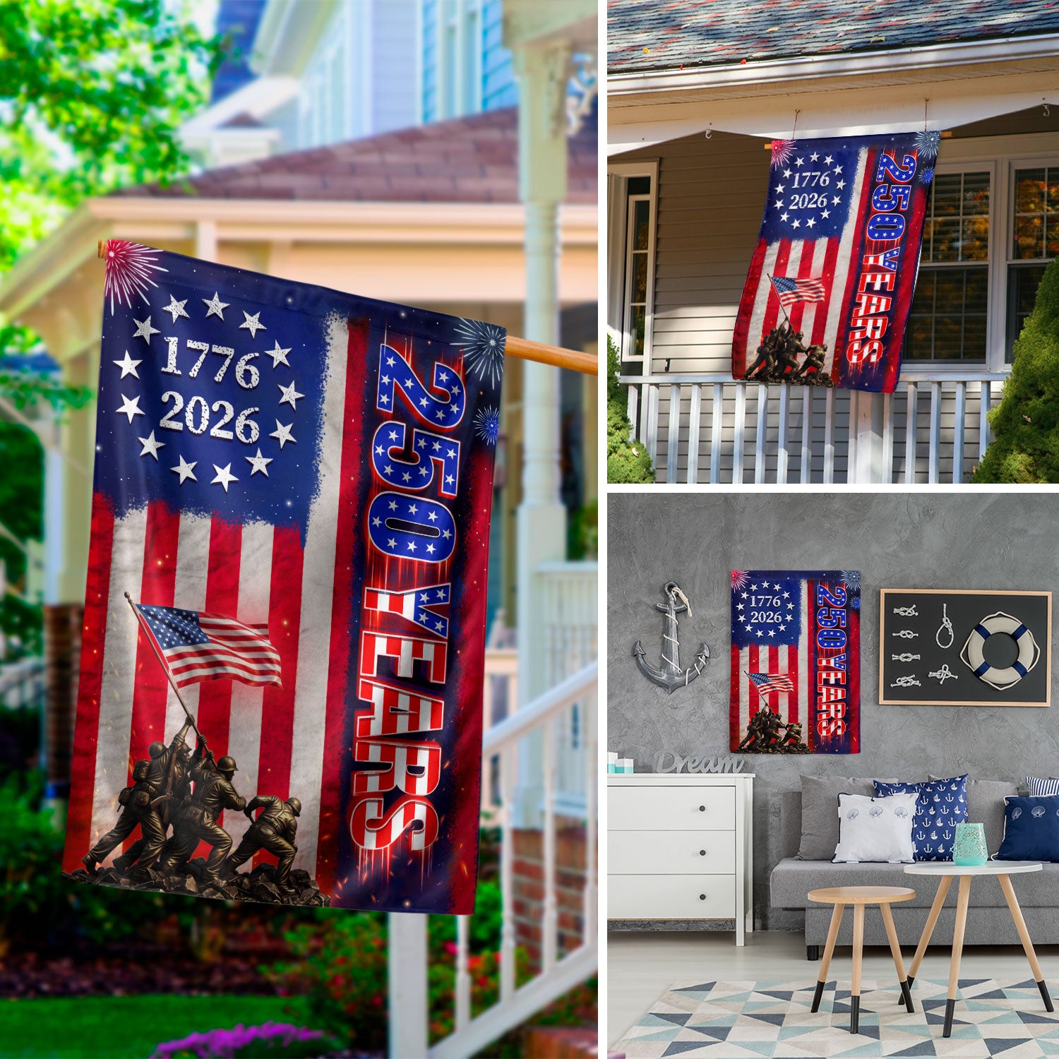 American Eagle House Flag 250th Anniversary Patriotic USA Decoration