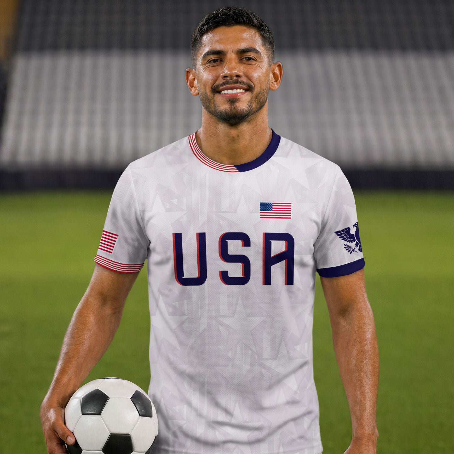 White USA Soccer Jersey Men Patriotic United States Football Shirt Team Sportswear Gift