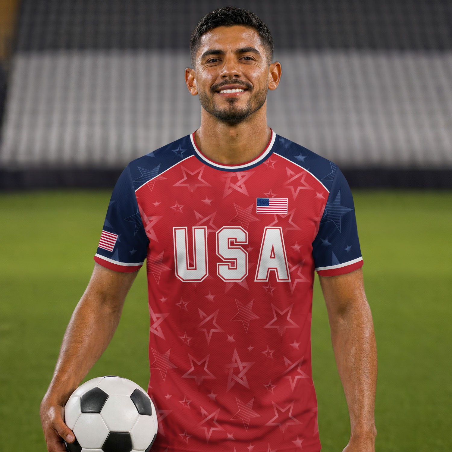 Orange Navy USA Soccer Jersey Men Patriotic United States Football Shirt White Eagle Crest Gift