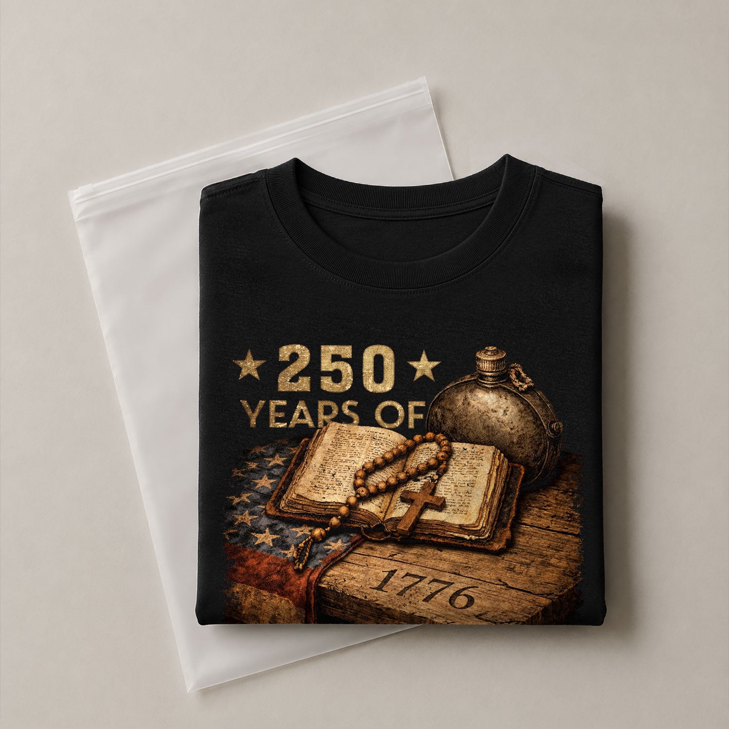 250 Years of Freedom Kids Tee 1776–2026 Faith and Patriotism Graphic Shirt