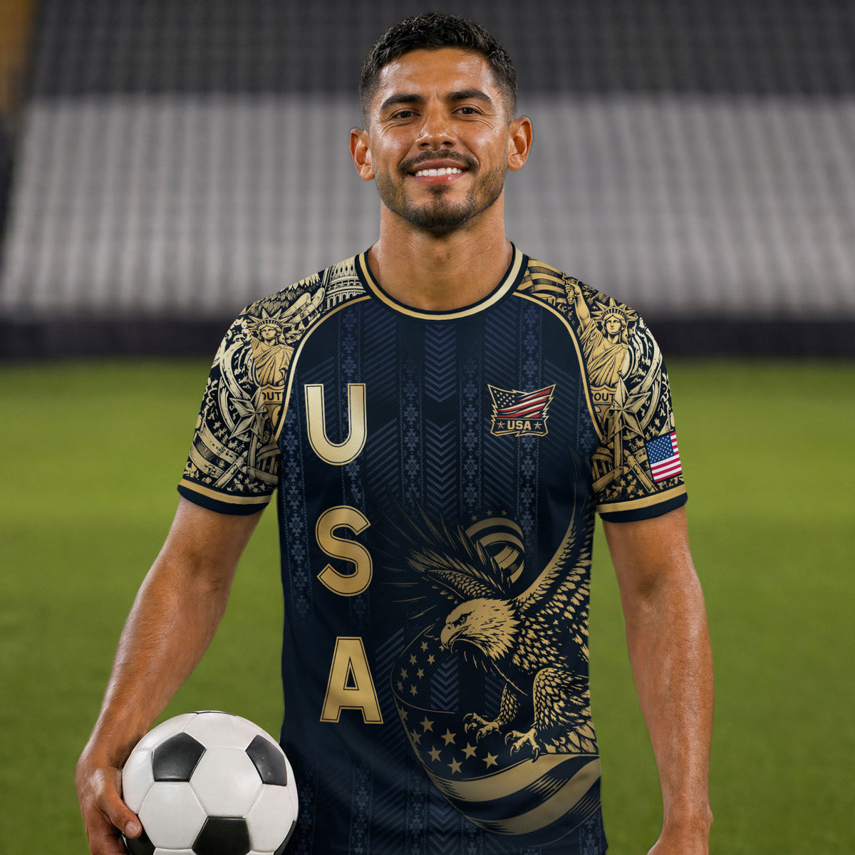 Adult Soccer Jersey Blue Edition Elite Eagle Emblem Patriotic Athletic Sport Top - Rust Field Wear
