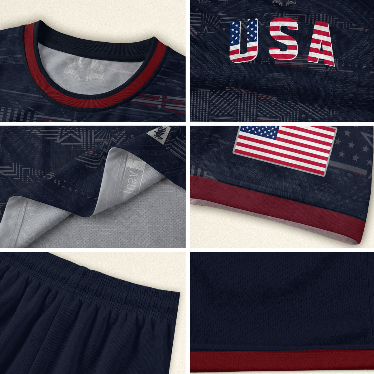 Adult Men Women USA Soccer Jersey Patriotic Flag Letters United States Fan Shirt - Rust Field Wear