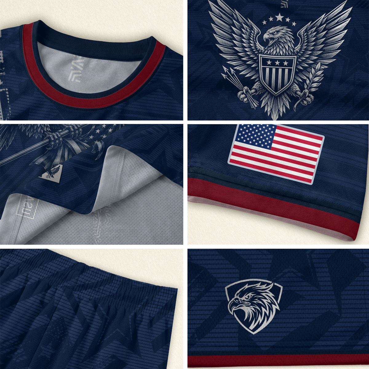 Patriotic Eagle Adult USA Soccer Jersey Navy Blue Shirt United States Football Tee - Rust Field Wear